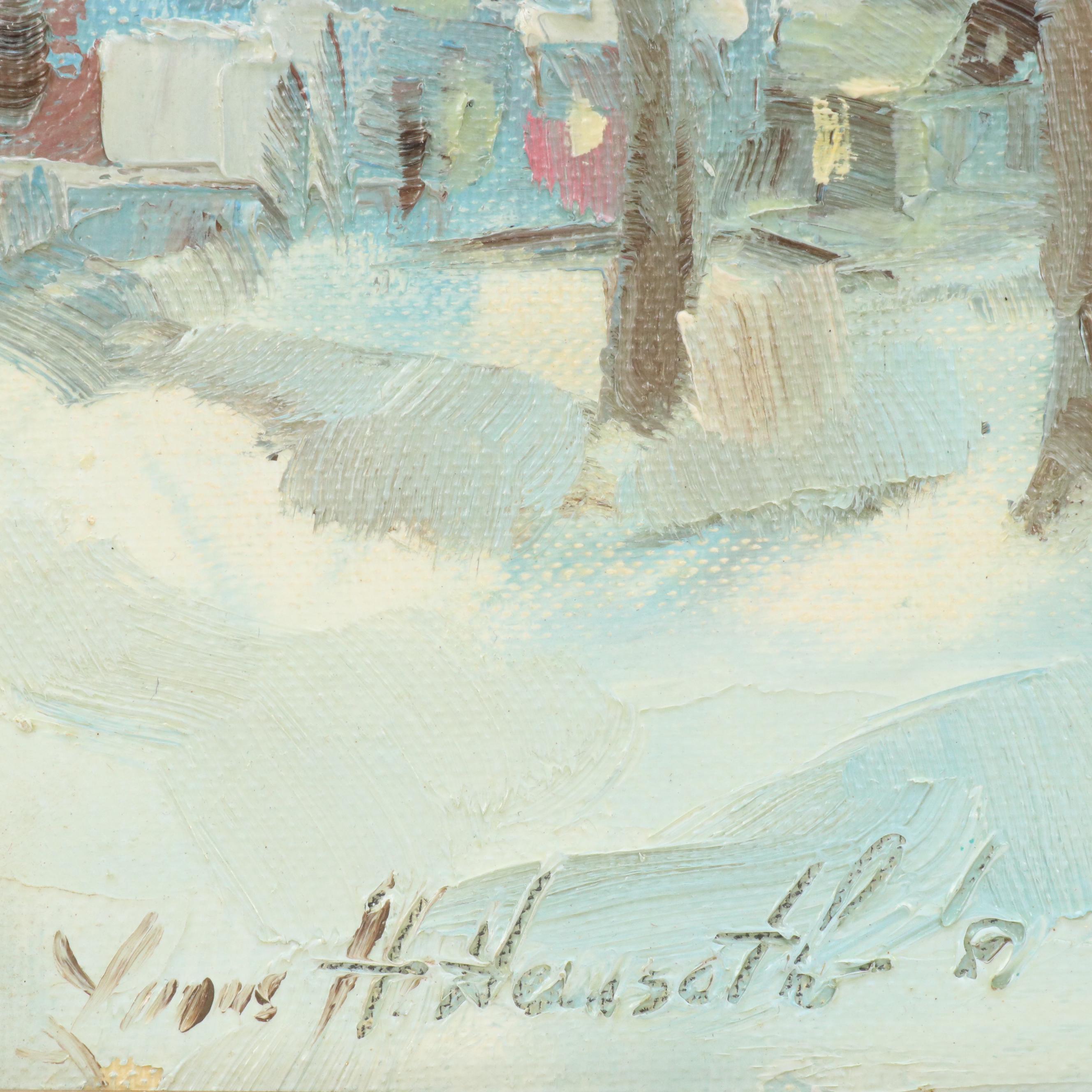 Louis H. Hemsath  Impressionistic Style Winter Landscape Oil Painting, 1981