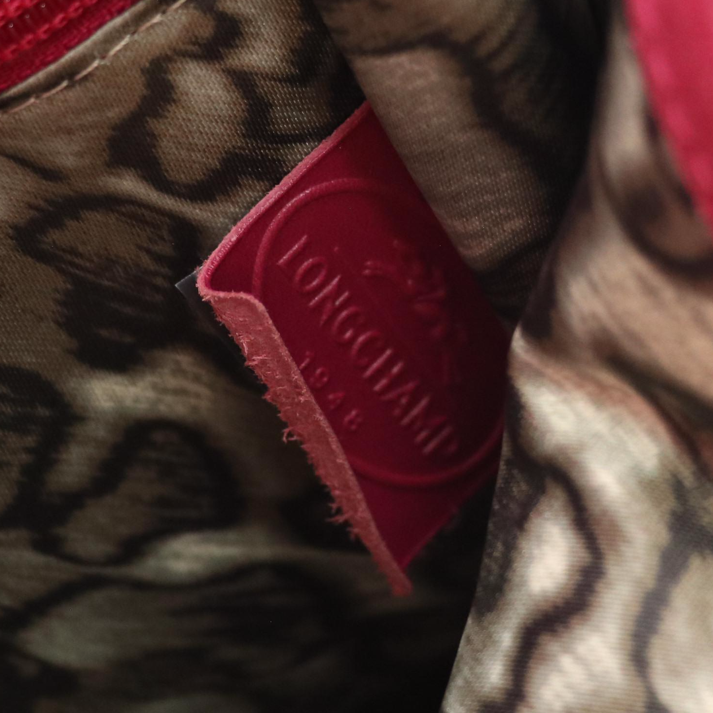 Longchamp Gatsby Flap Clutch in Magenta Python Embossed Leather