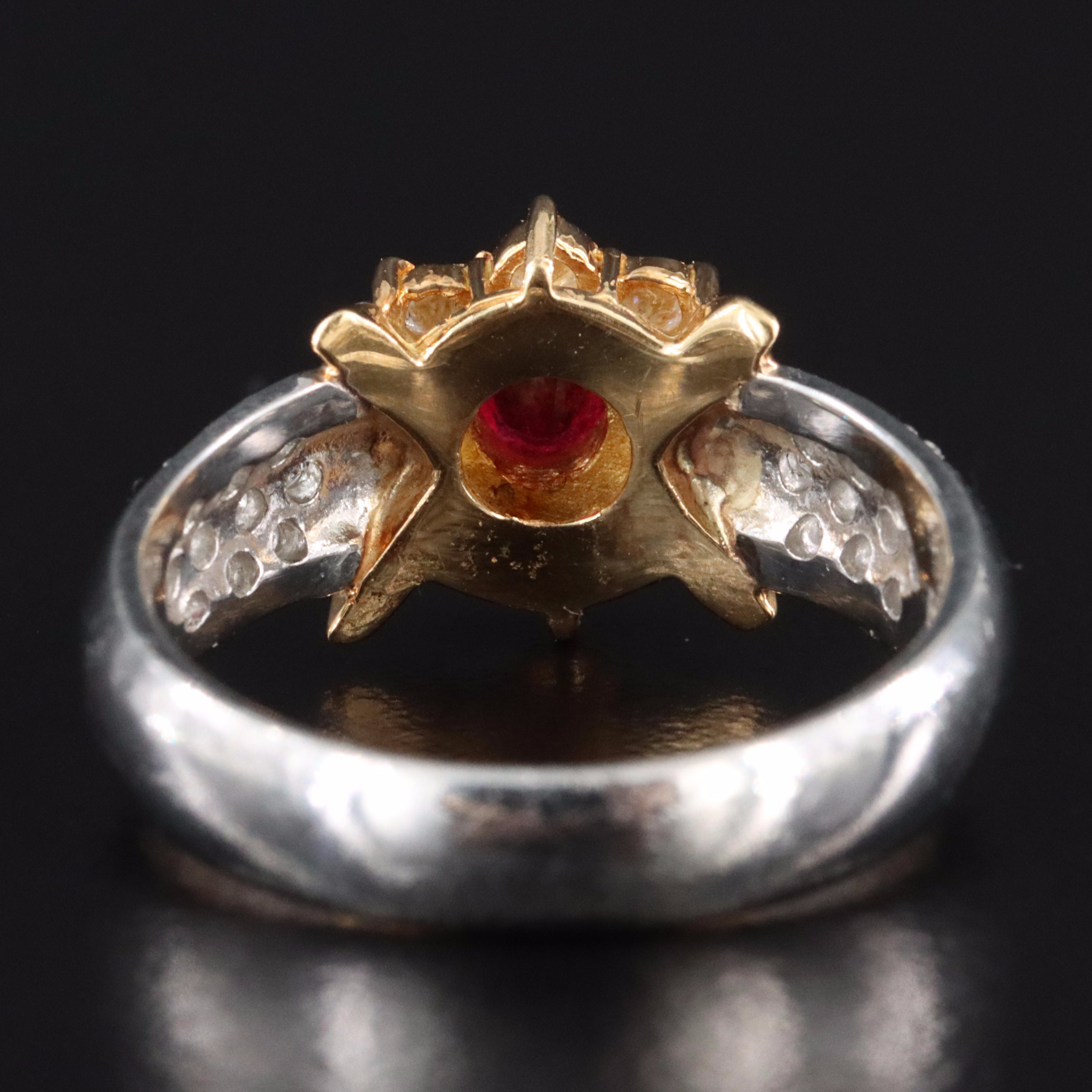 Platinum Ruby and Diamond Ring with a 18K Accent