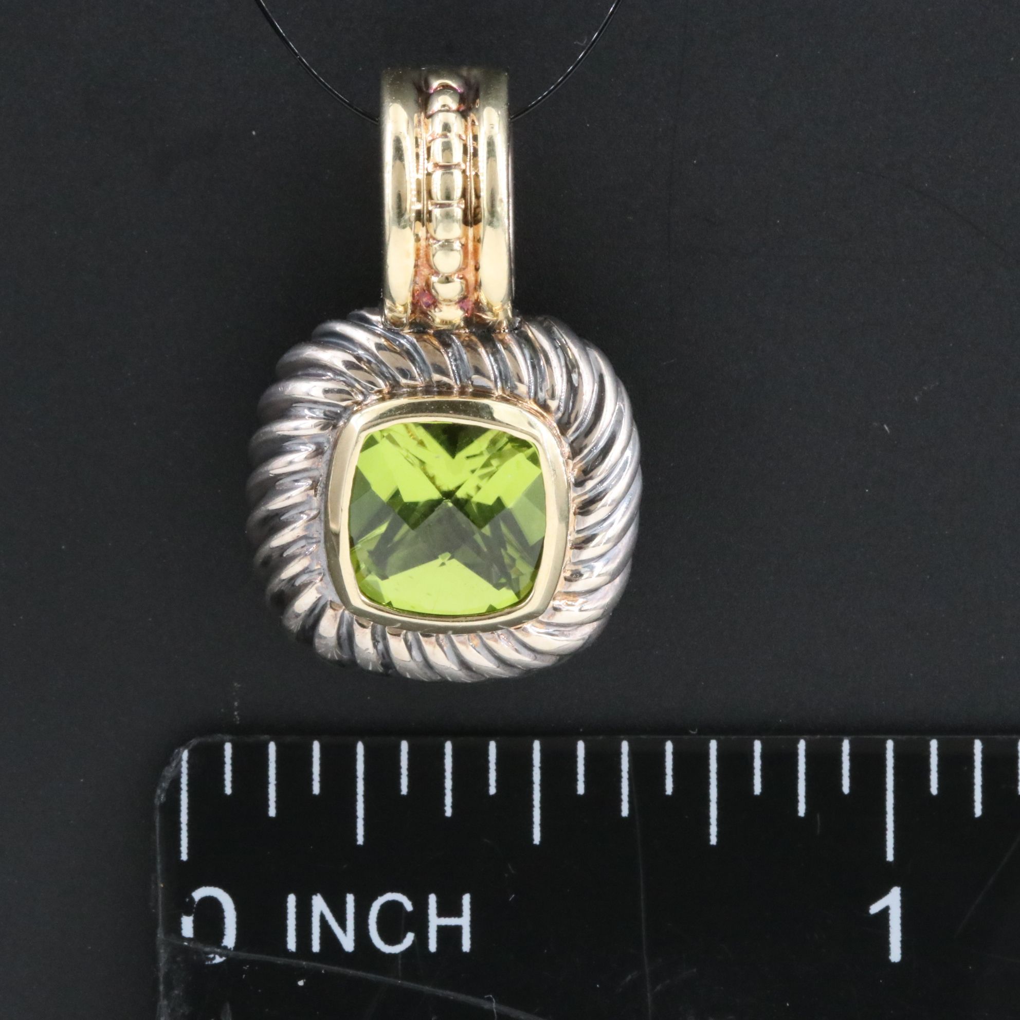 David Yurman Albion Sterling and 14K Peridot Enhancer Pendant