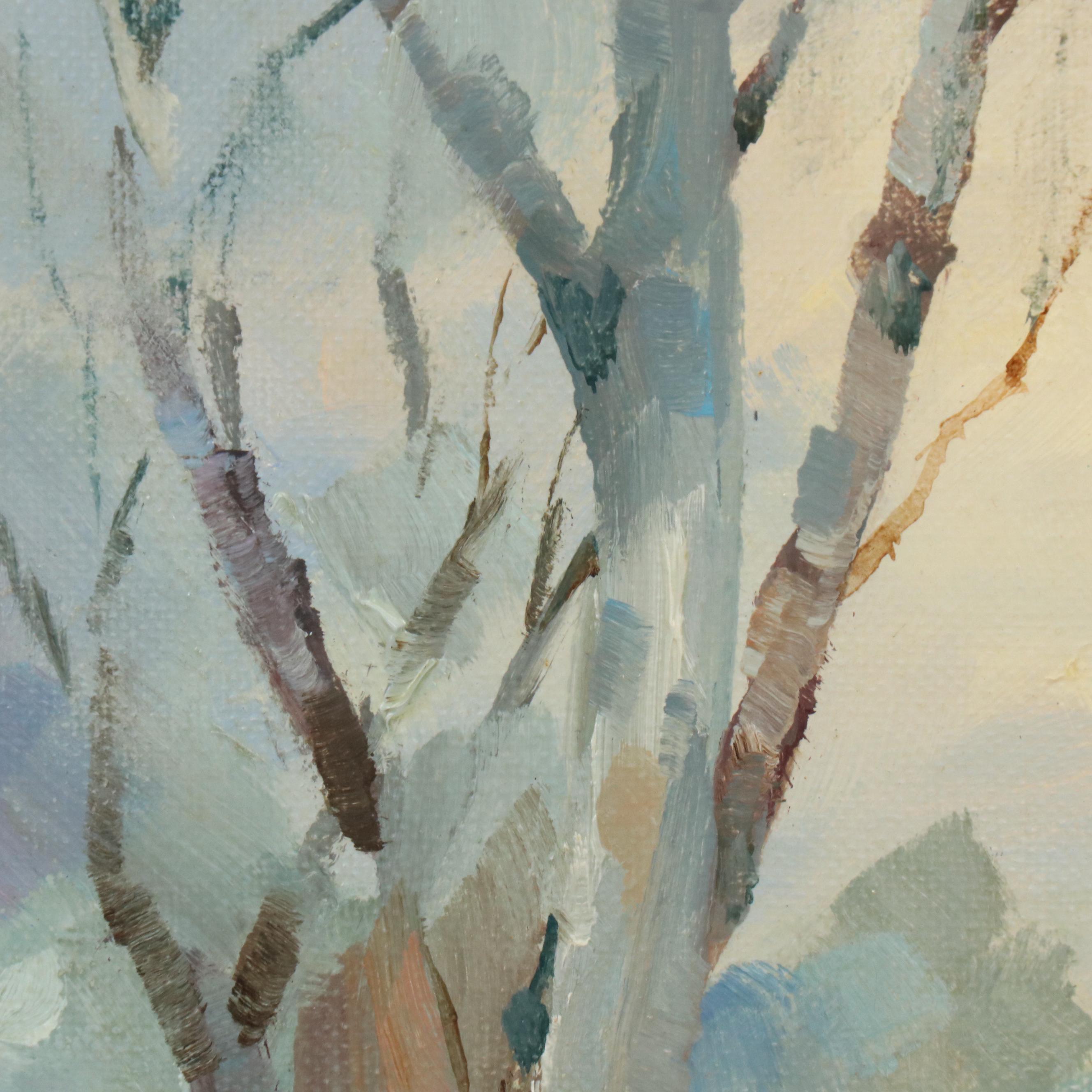 Louis H. Hemsath Impressionistic Style Winter Landscape Oil Painting, 1984