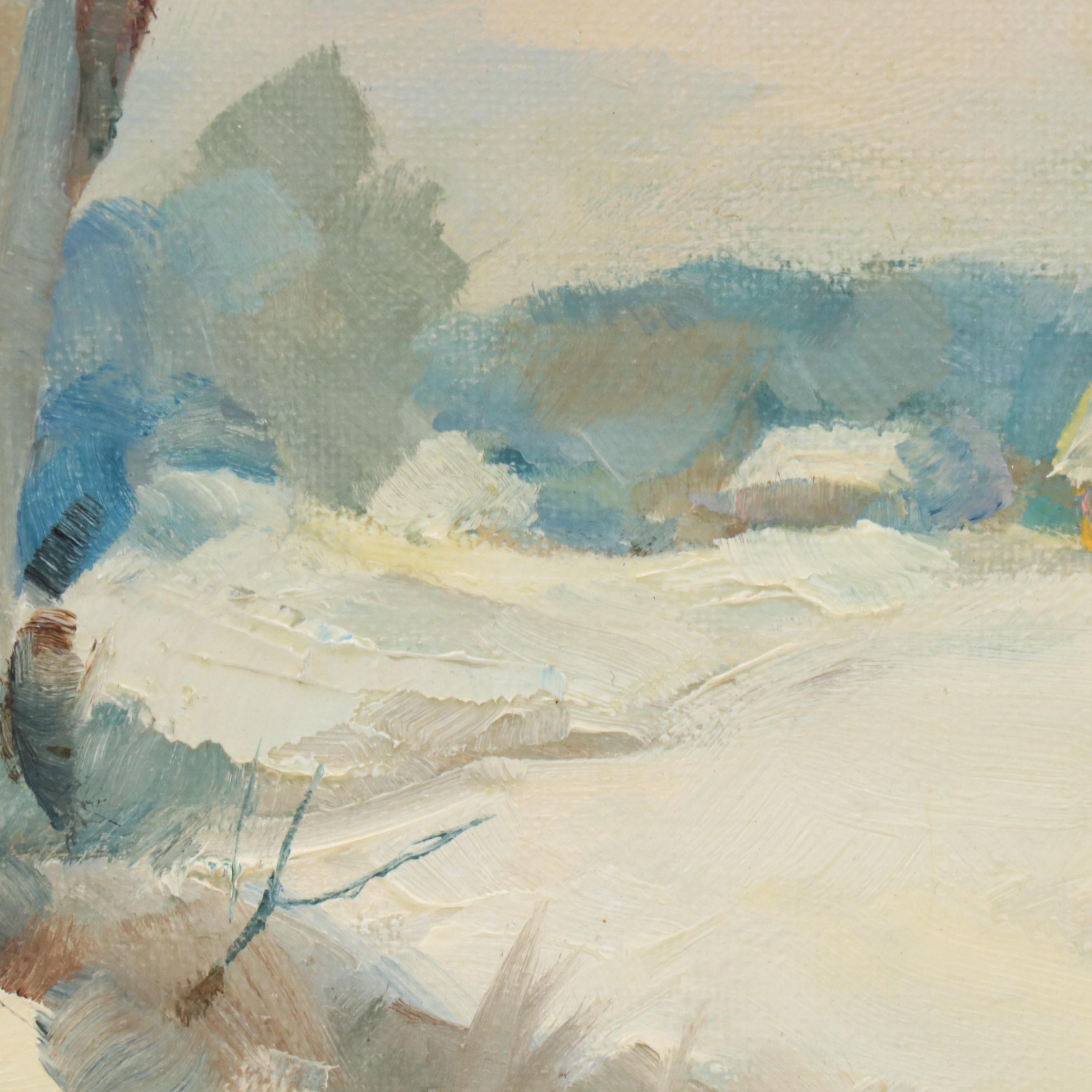 Louis H. Hemsath Impressionistic Style Winter Landscape Oil Painting, 1984