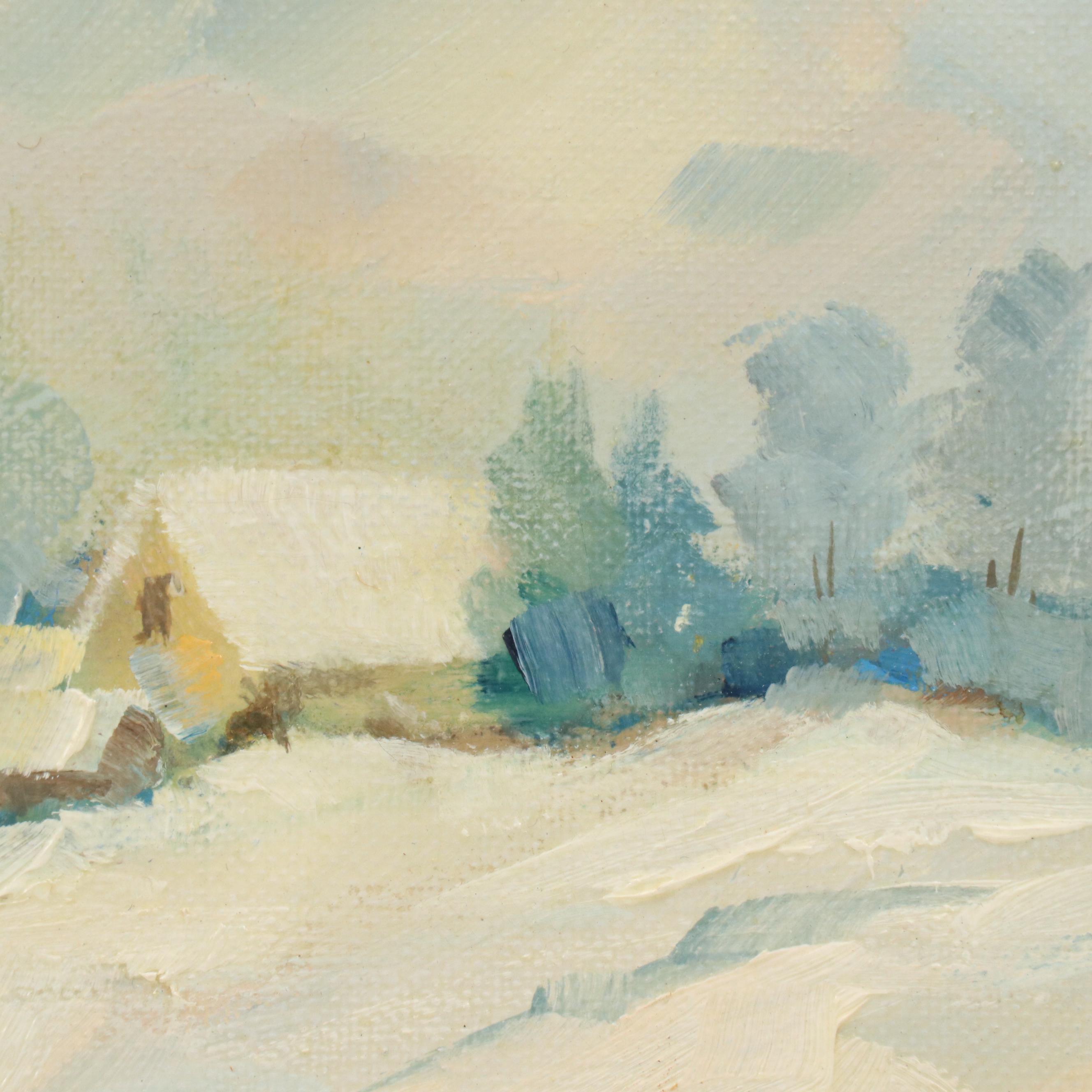Louis H. Hemsath Impressionistic Style Winter Landscape Oil Painting, 1984