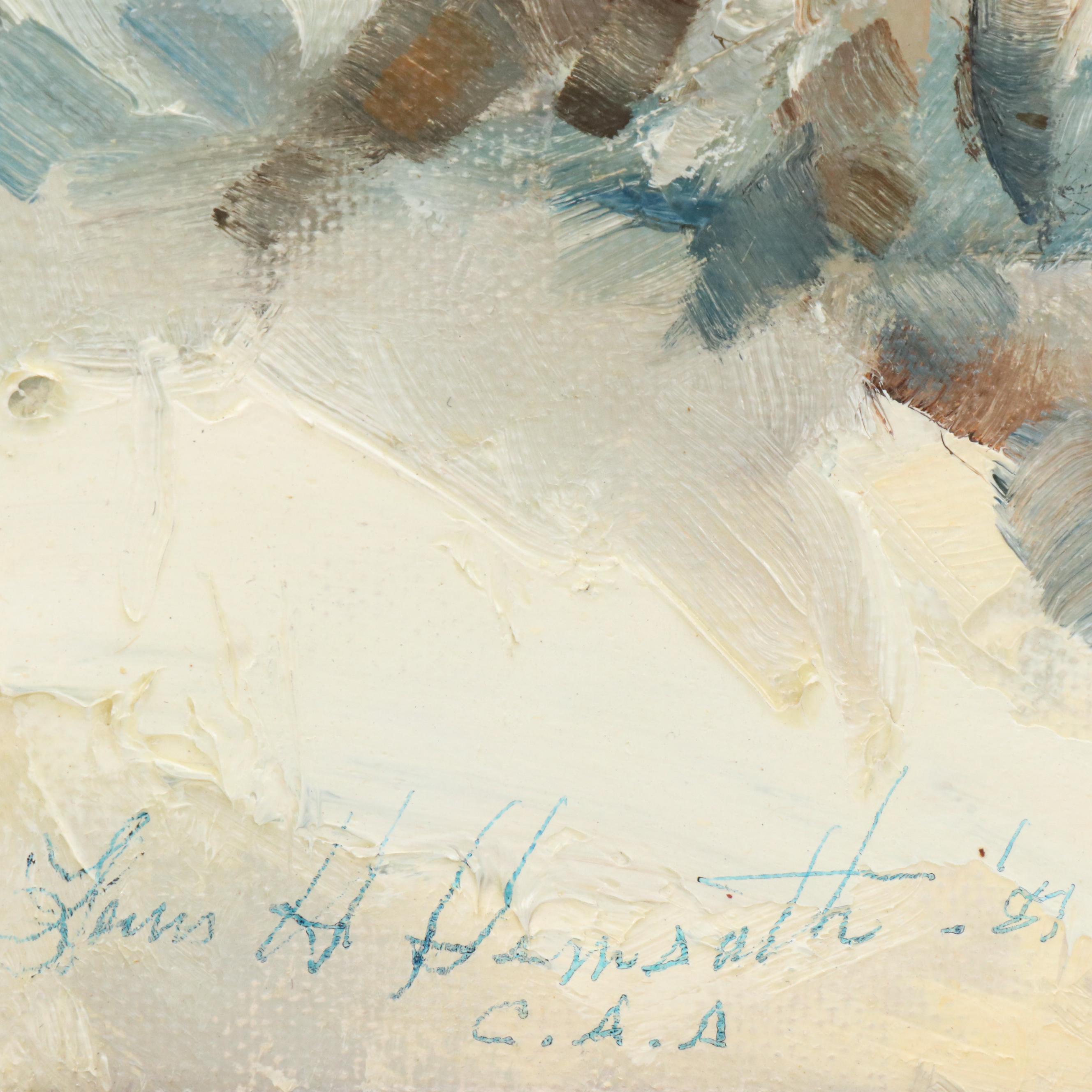 Louis H. Hemsath Impressionistic Style Winter Landscape Oil Painting, 1984