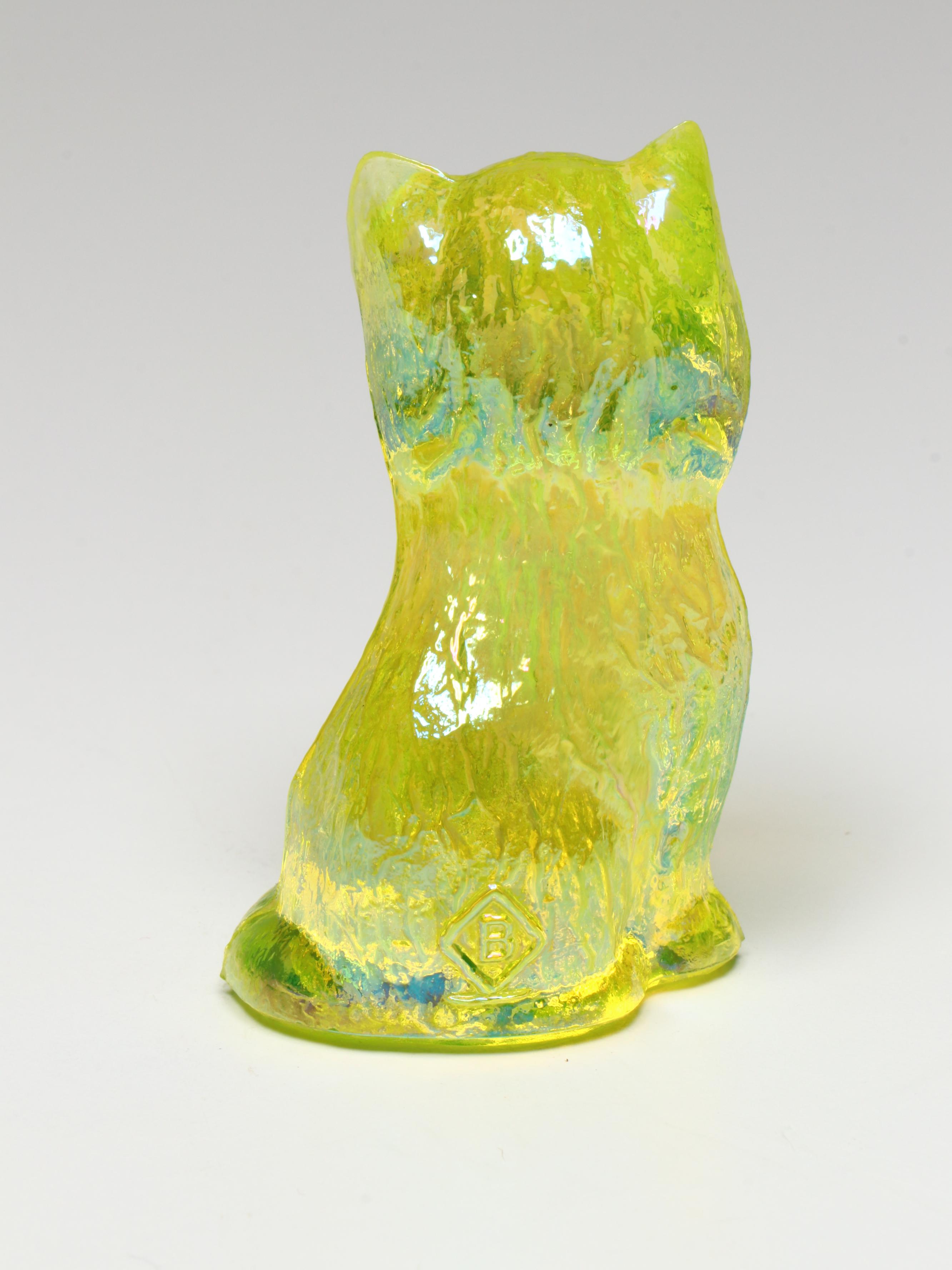 Imperial "Springerle" Uranium Glass Candy Dish with Boyd Figurines and More