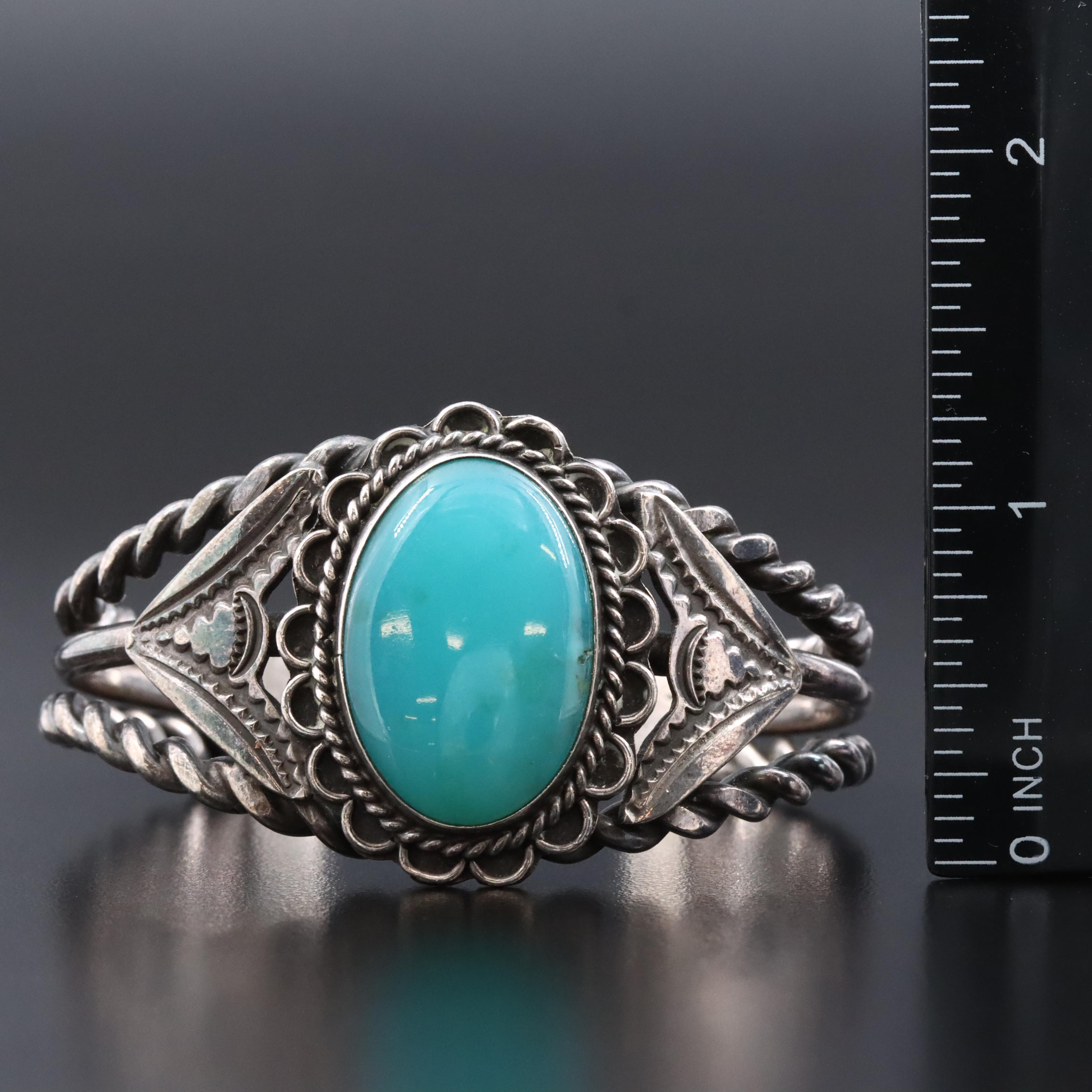 Sterling Chrysocolla in Chalcedony Floral Cuff Bracelet