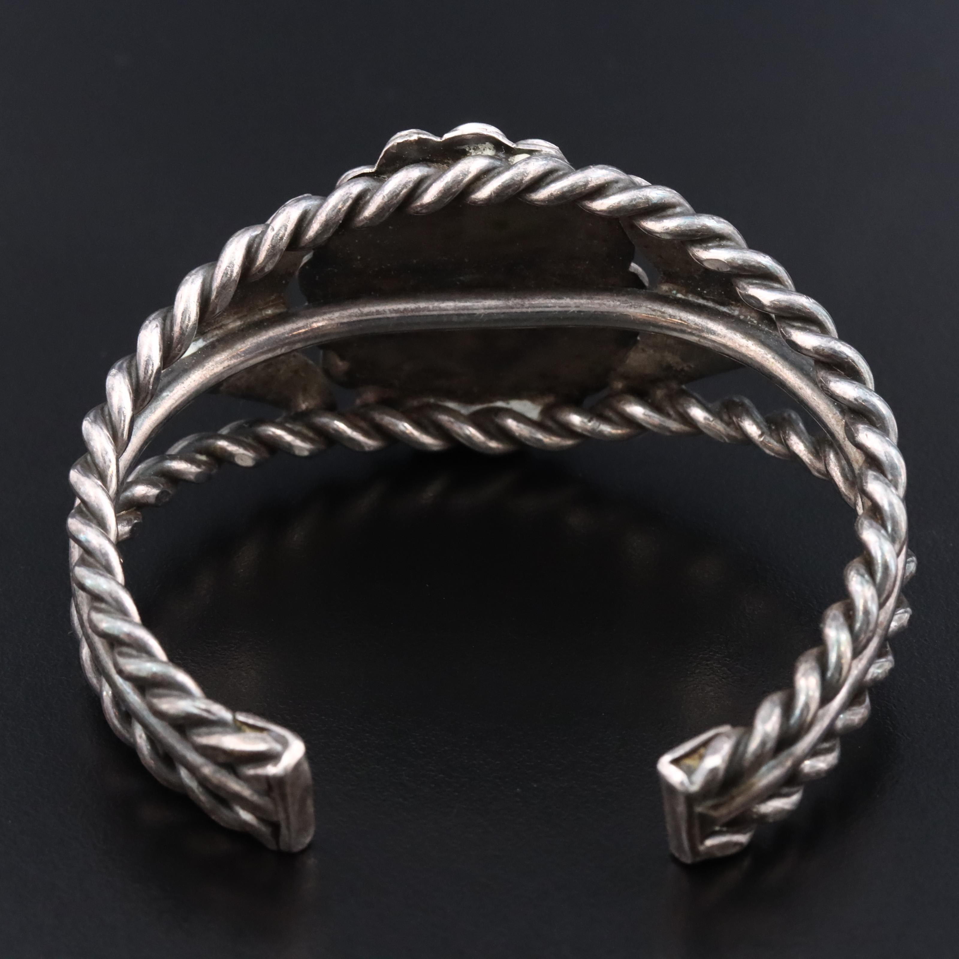 Sterling Chrysocolla in Chalcedony Floral Cuff Bracelet