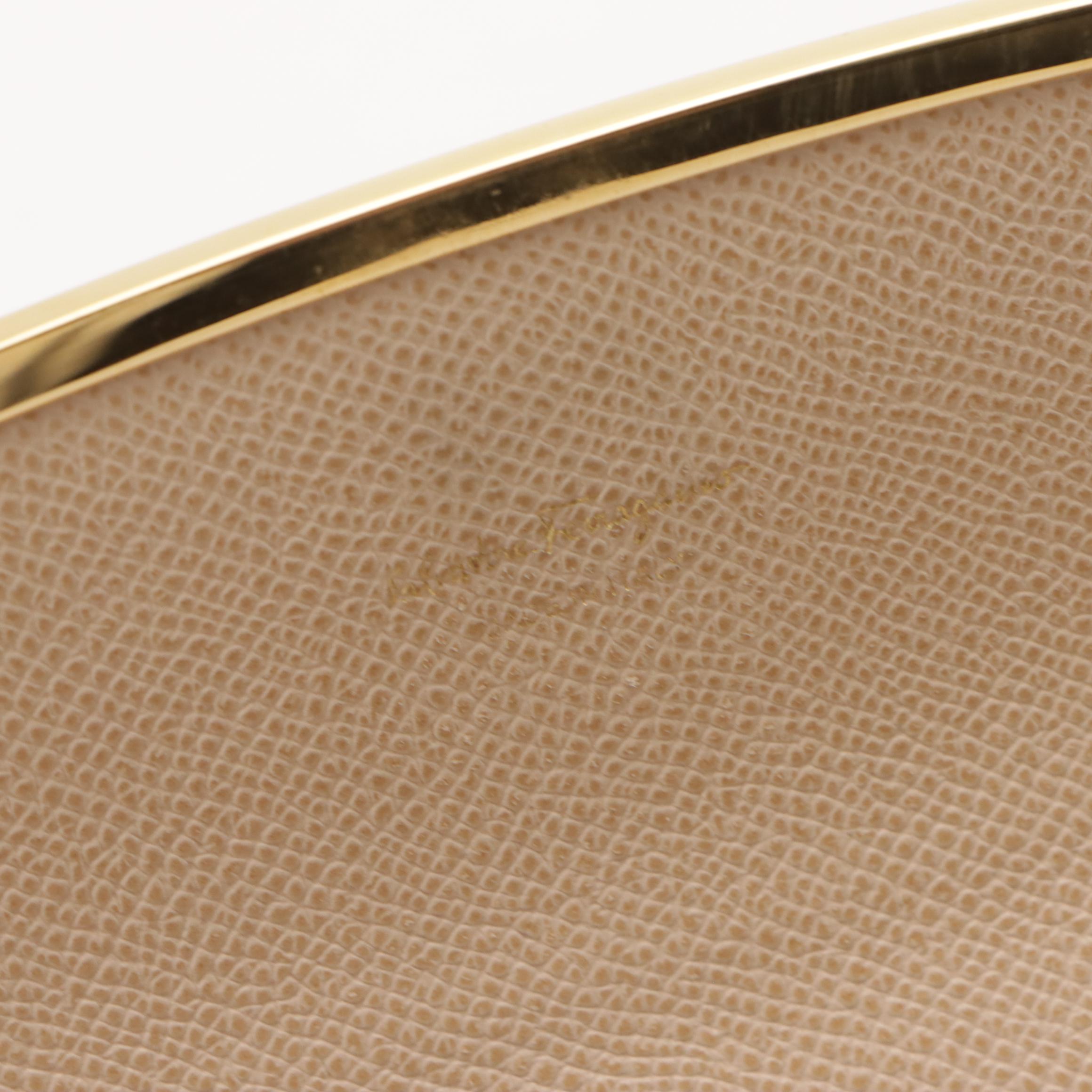 Salvatore Ferragamo Gancini-Flap Continental Wallet in Beige Leather, With Box