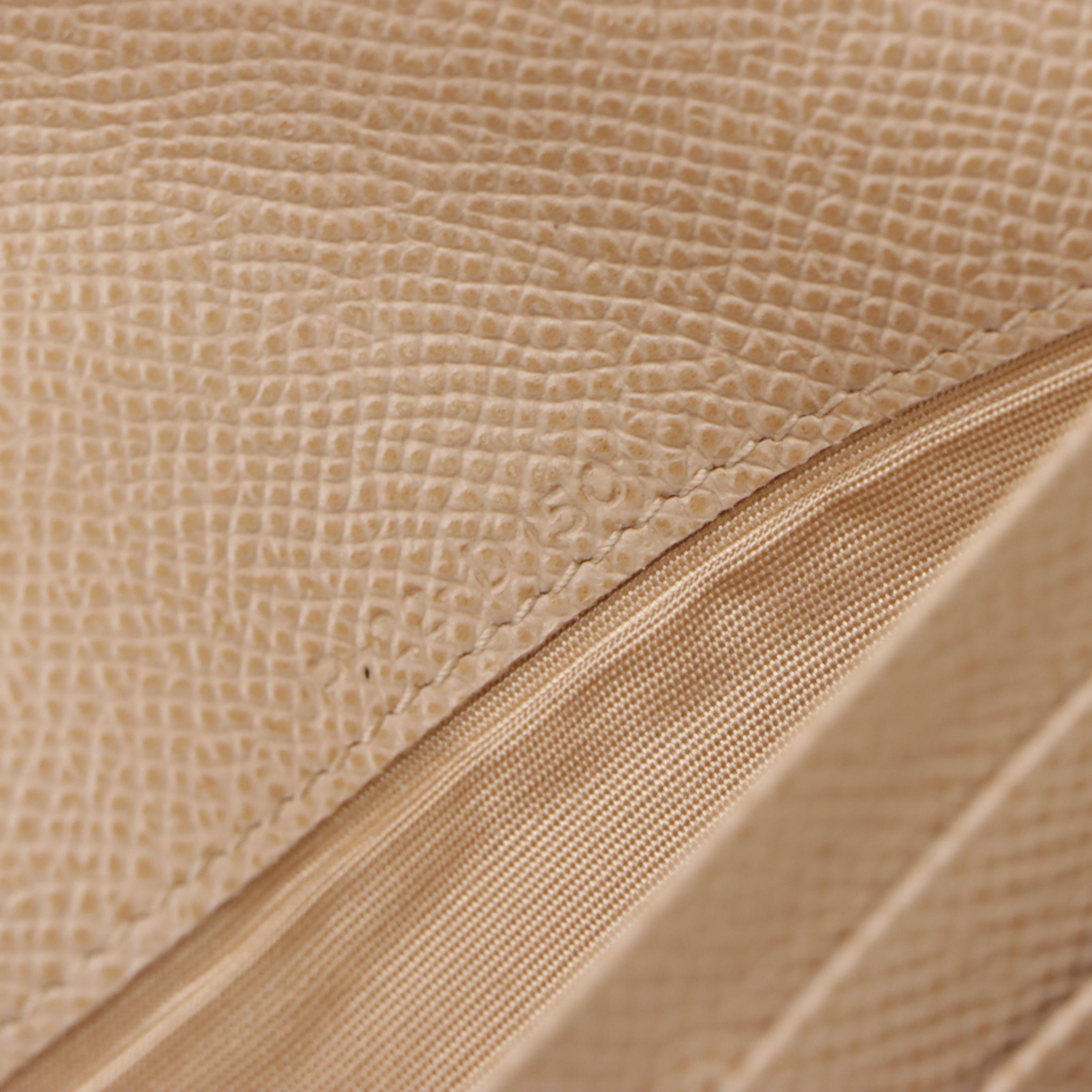 Salvatore Ferragamo Gancini-Flap Continental Wallet in Beige Leather, With Box