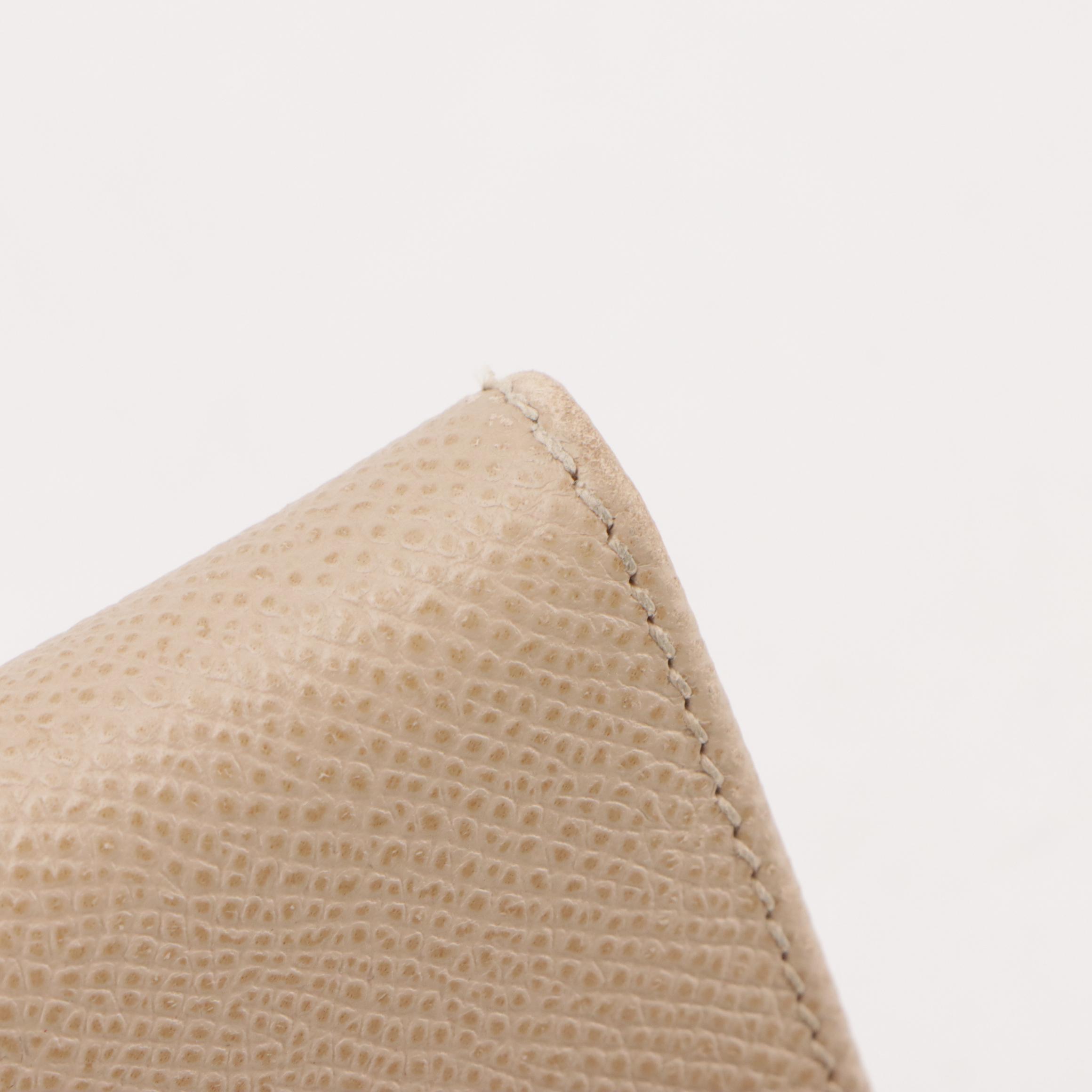 Salvatore Ferragamo Gancini-Flap Continental Wallet in Beige Leather, With Box