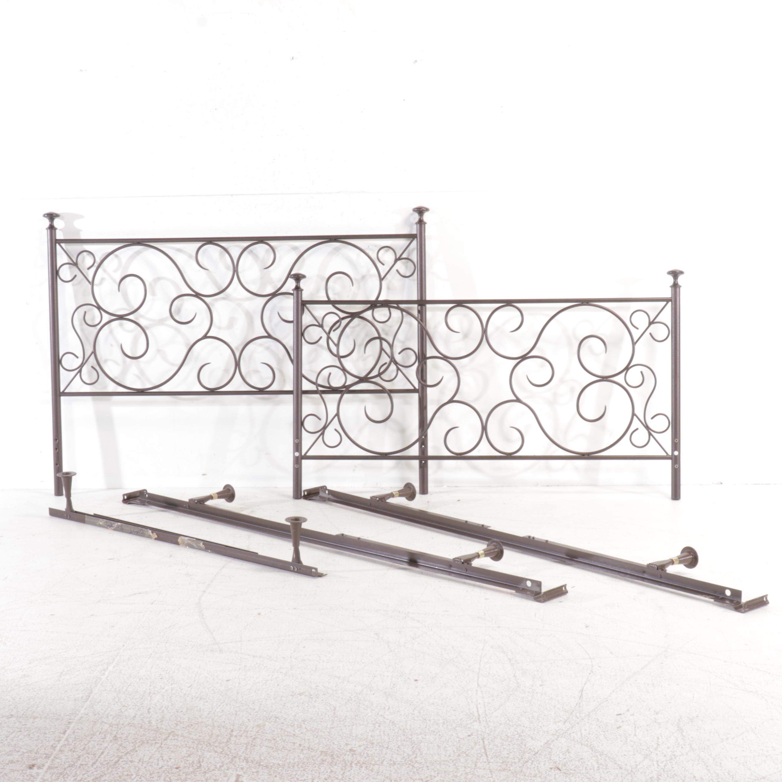Art Nouveau Style Scrolled Metal Queen Bed Frame