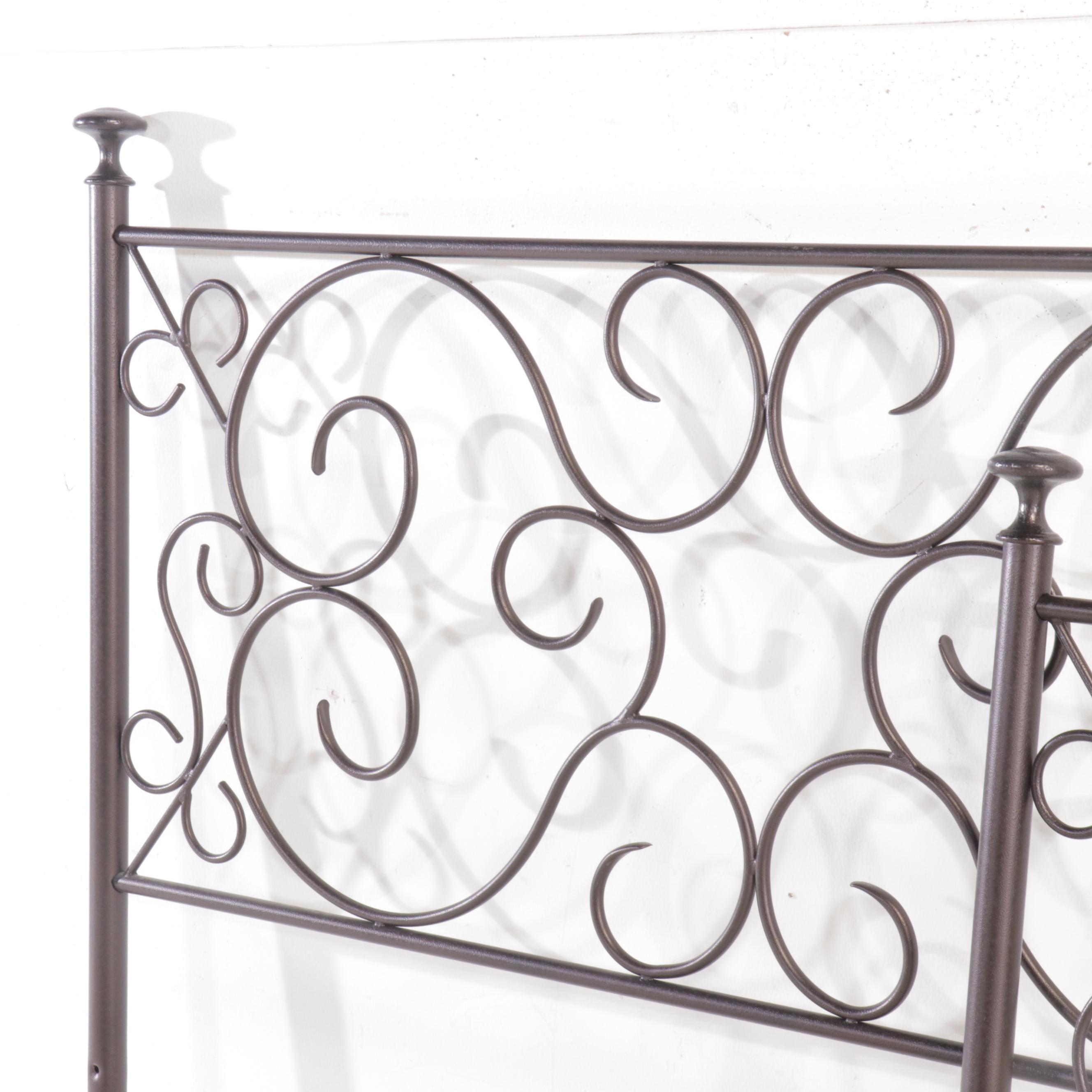 Art Nouveau Style Scrolled Metal Queen Bed Frame