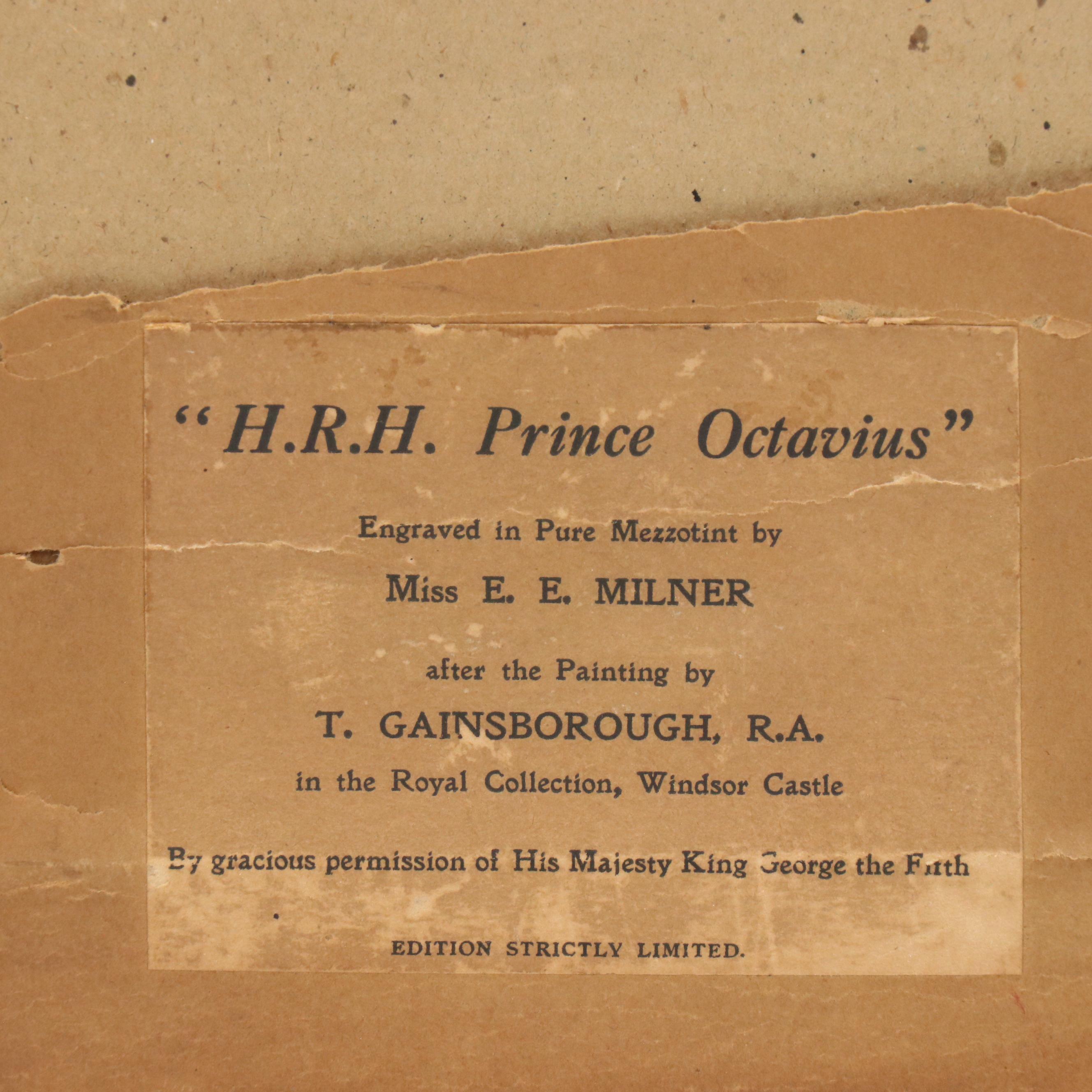 Hand-Colored Mezzotint After After Thomas Gainsborough "H.R.H. Prince Octavius"