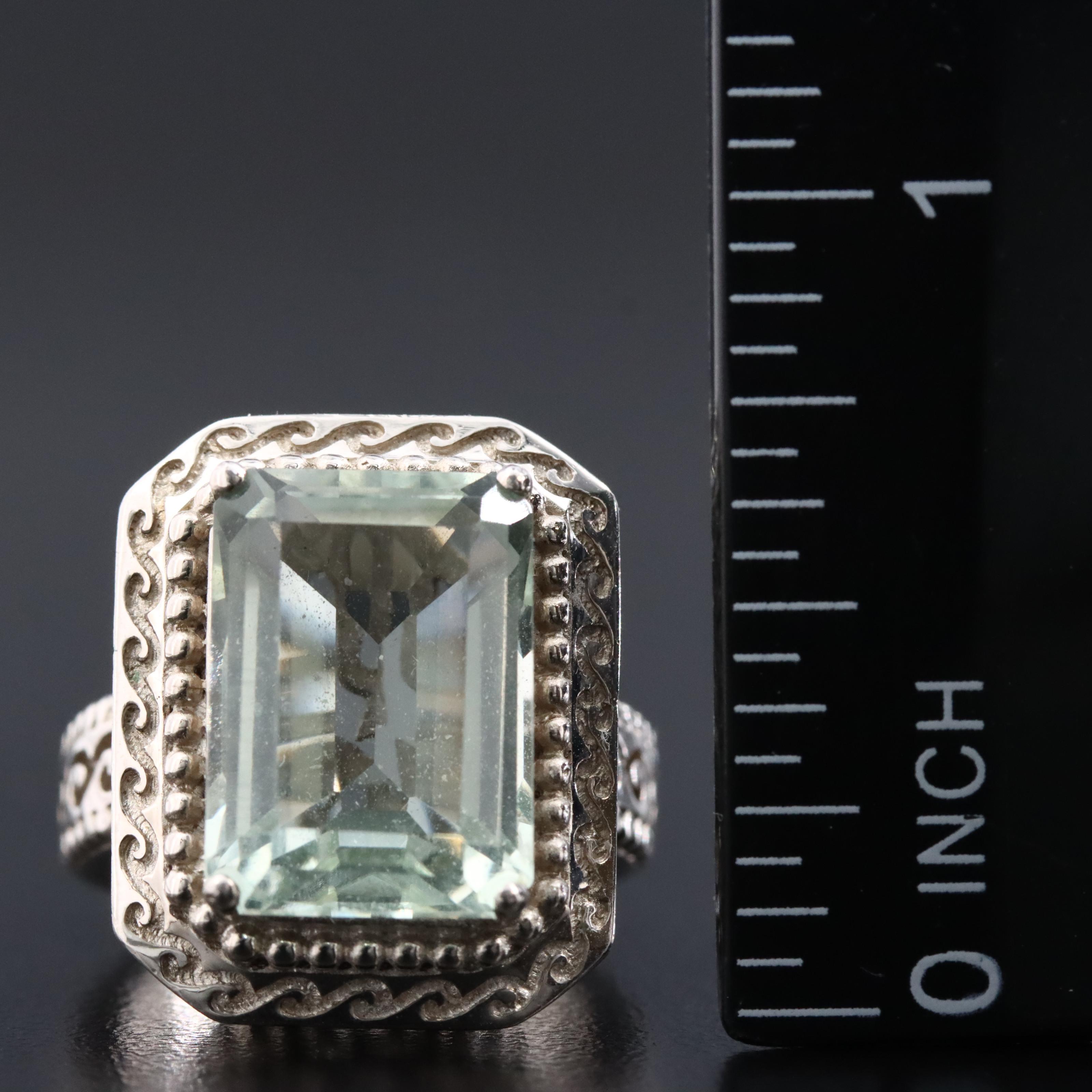 Sterling Prasiolite Wave Pattern Ring
