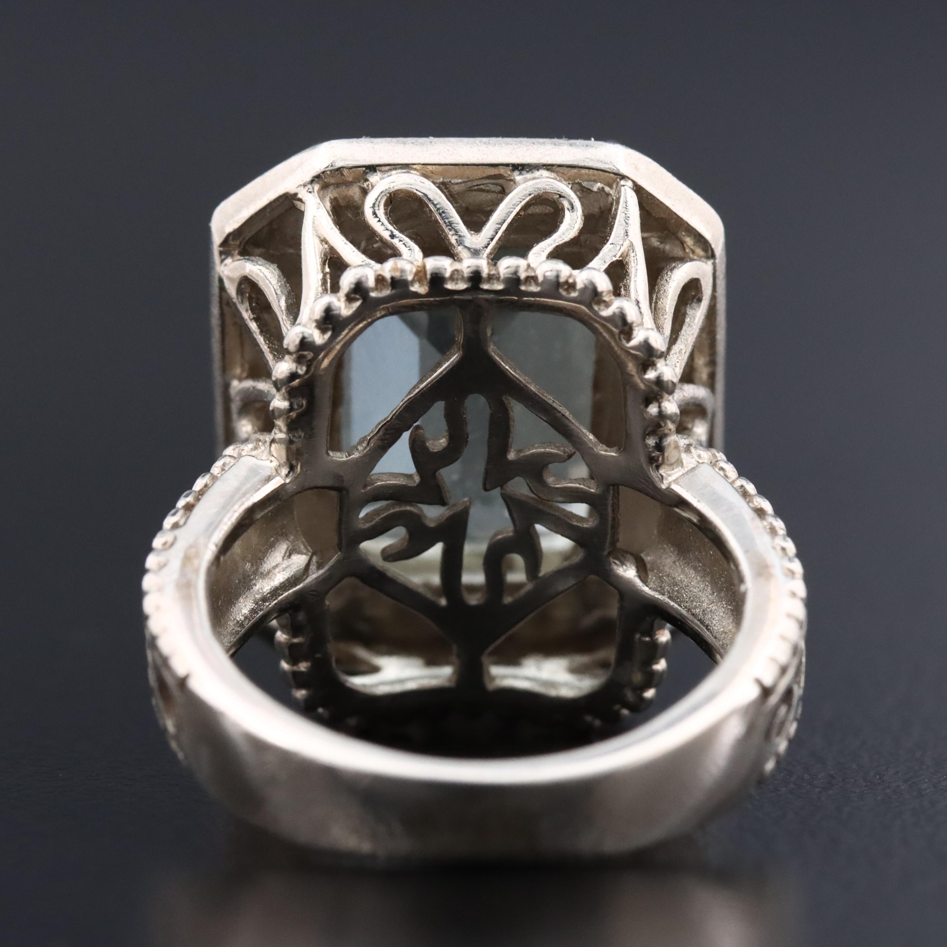 Sterling Prasiolite Wave Pattern Ring