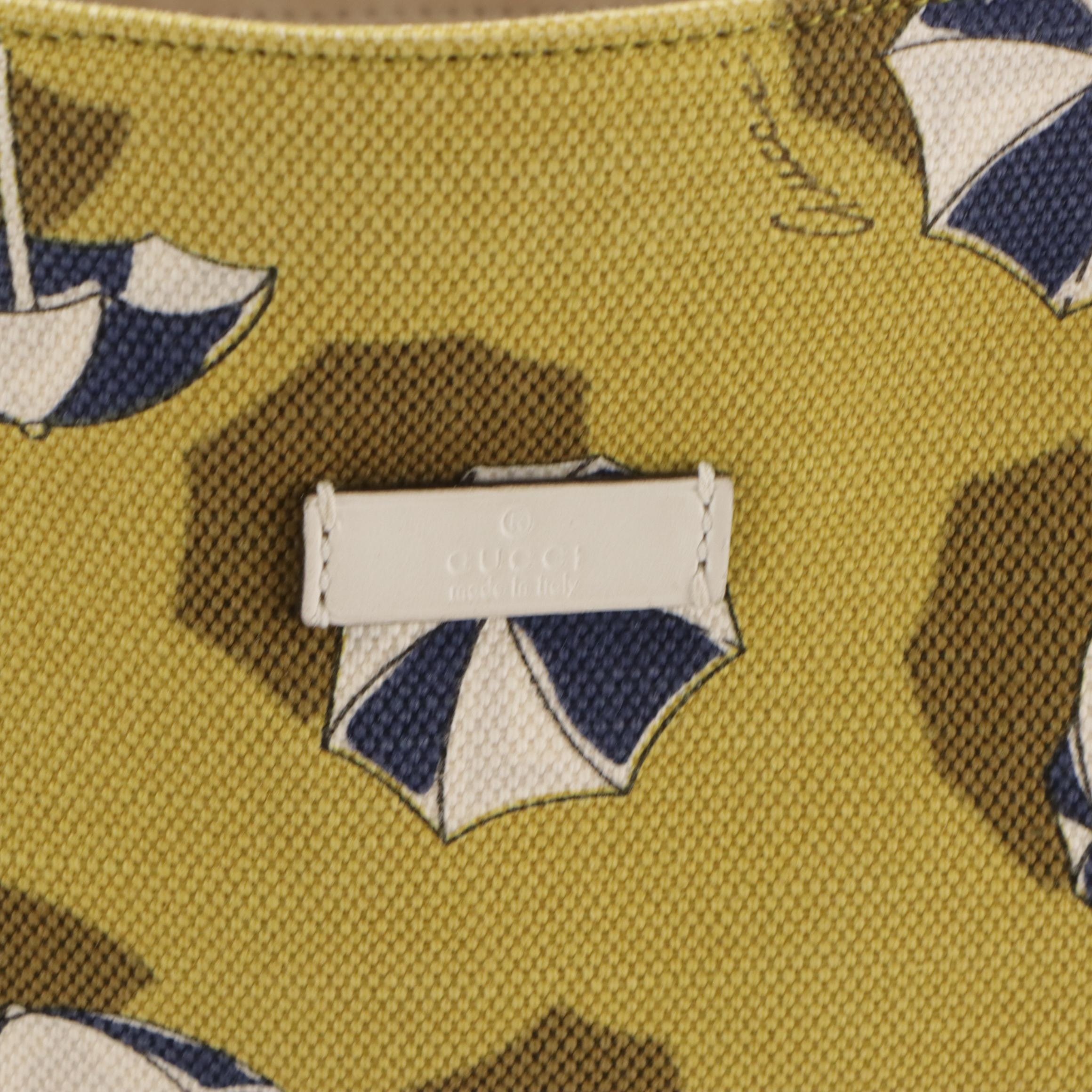 Gucci Large Parasol Printed Tote Bag with White Leather Trim