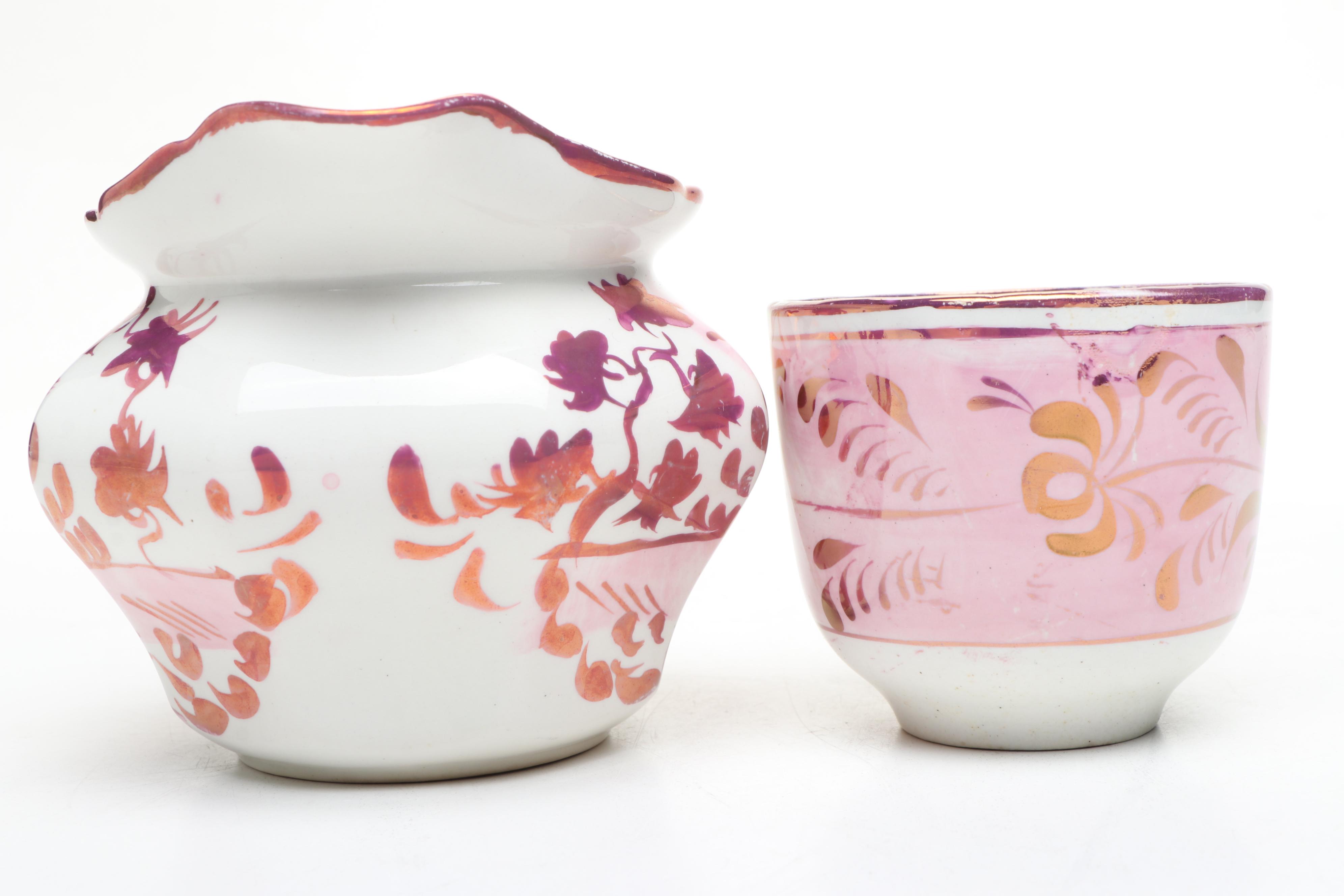 English and Other Pink Luster Tableware