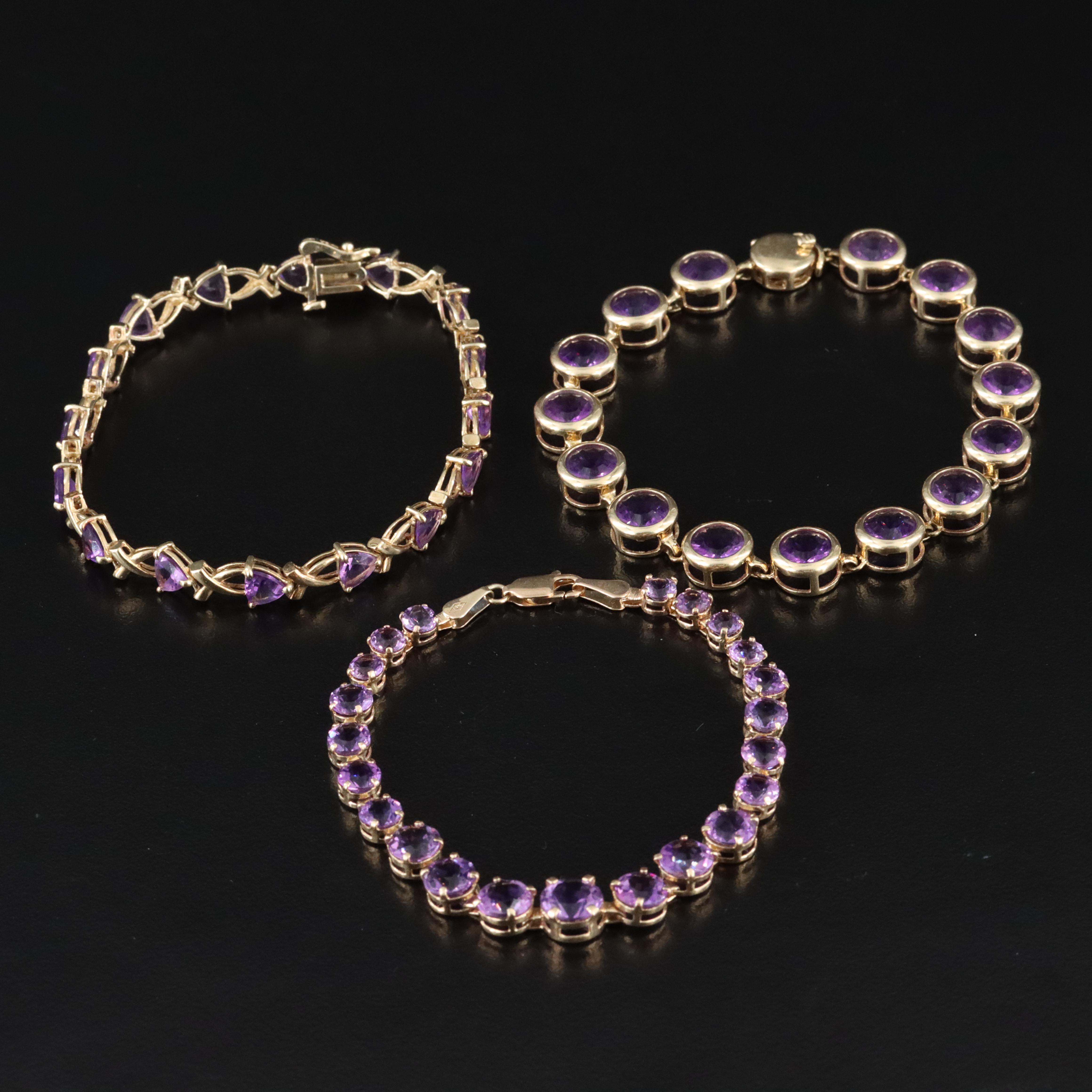 10K and 14K Amethyst Bracelets