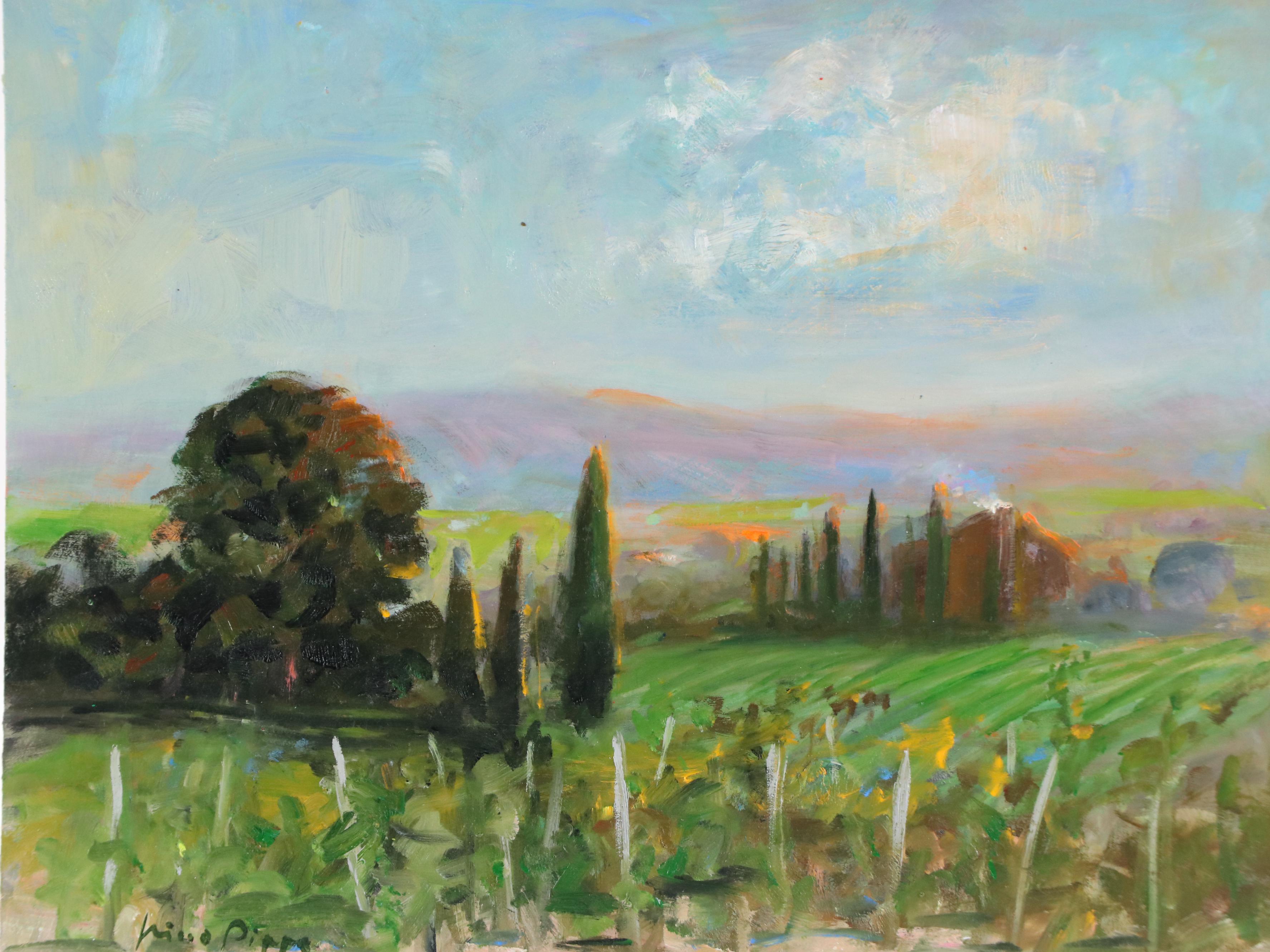 Nino Pippa Oil Painting "Provence - Vineyard in the Rhone Valley," 2021
