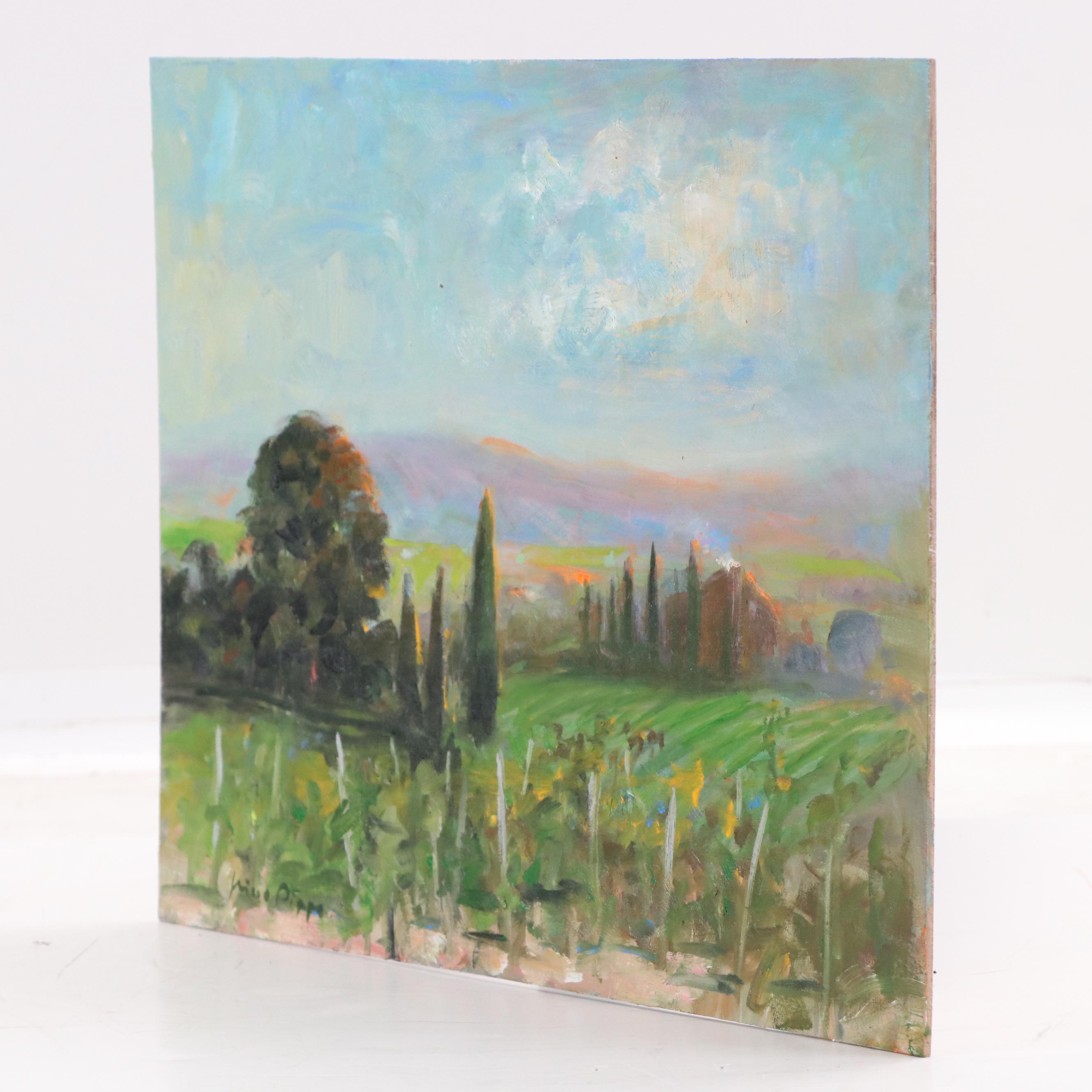 Nino Pippa Oil Painting "Provence - Vineyard in the Rhone Valley," 2021