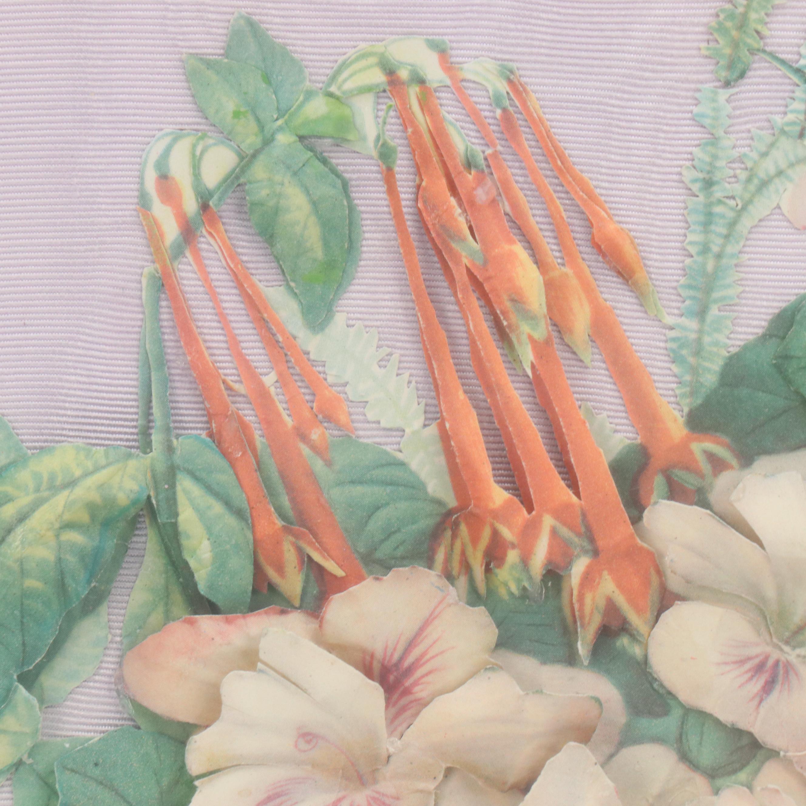 Dimensional Offset Lithograph of Floral Still Life, Late 20th Century