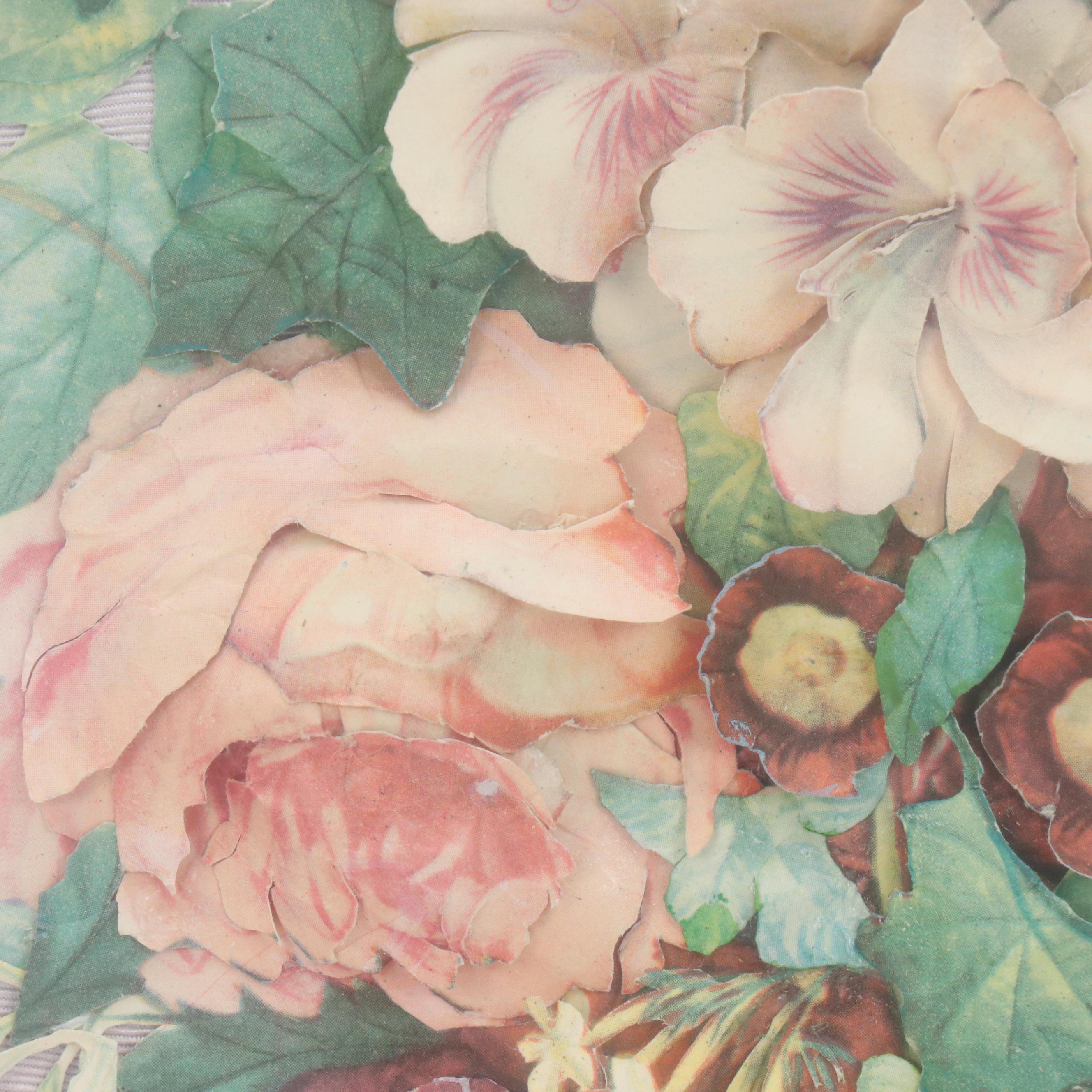 Dimensional Offset Lithograph of Floral Still Life, Late 20th Century