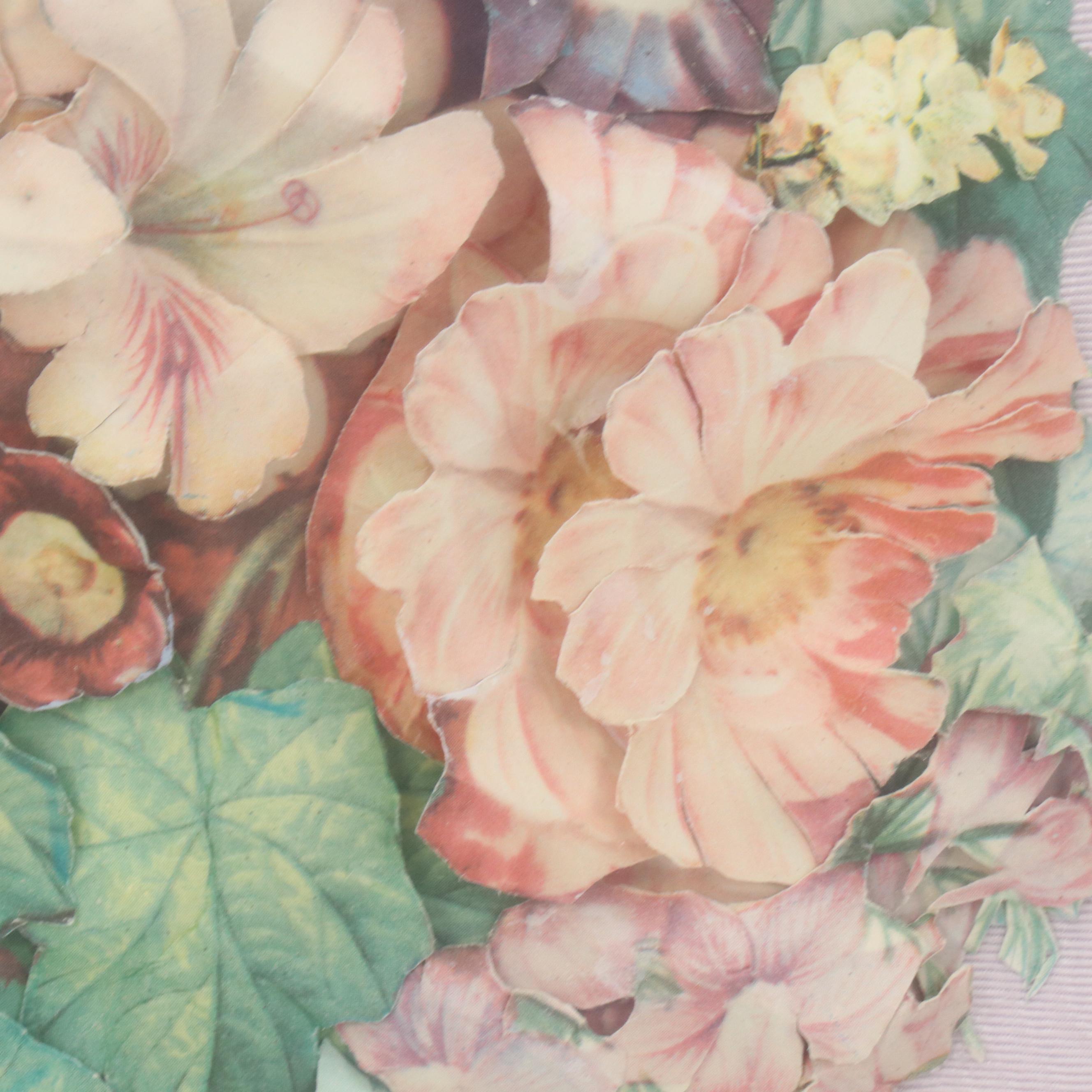 Dimensional Offset Lithograph of Floral Still Life, Late 20th Century