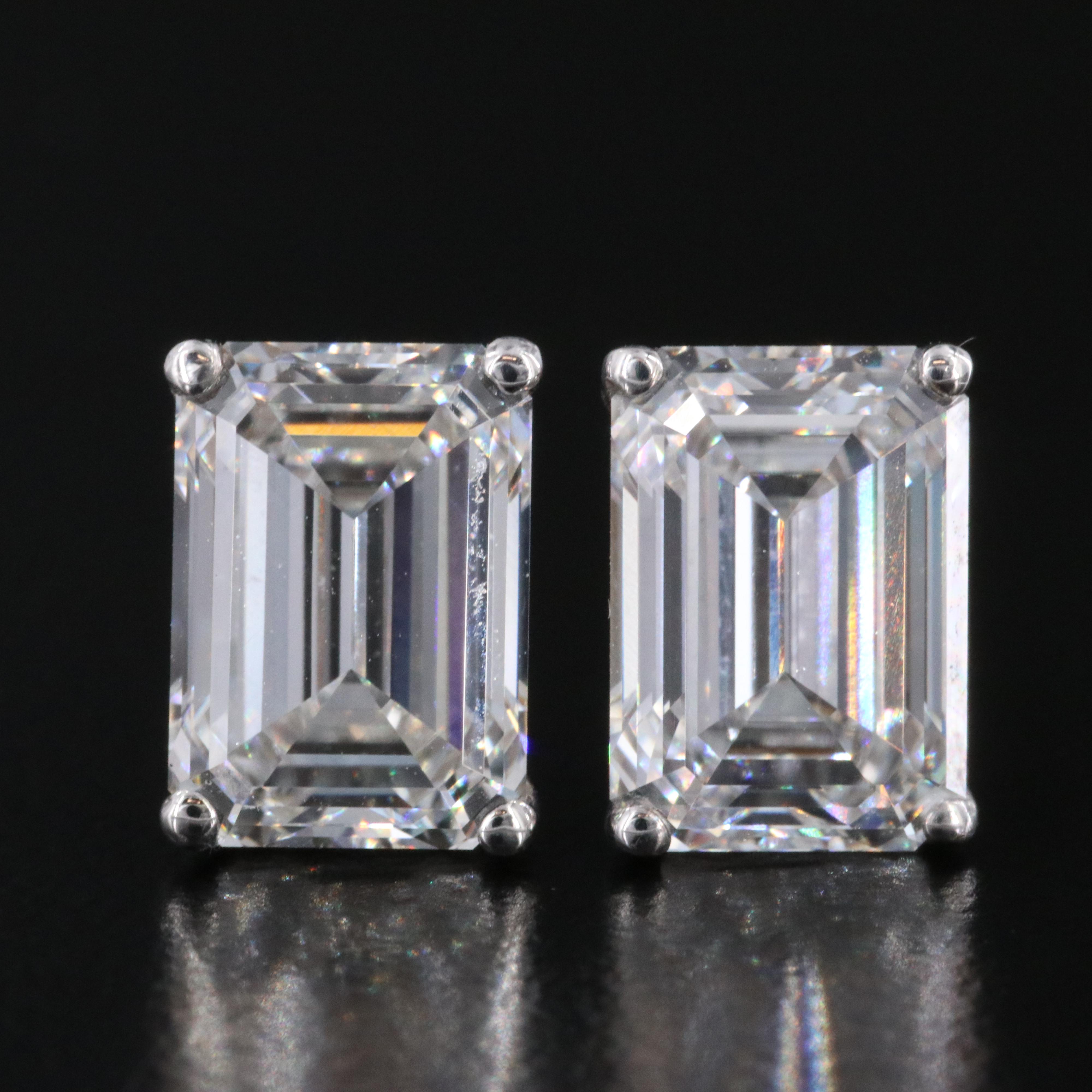 18K 3.88 CTW Lab Grown Diamond Solitaire Stud Earrings with IGI Reports