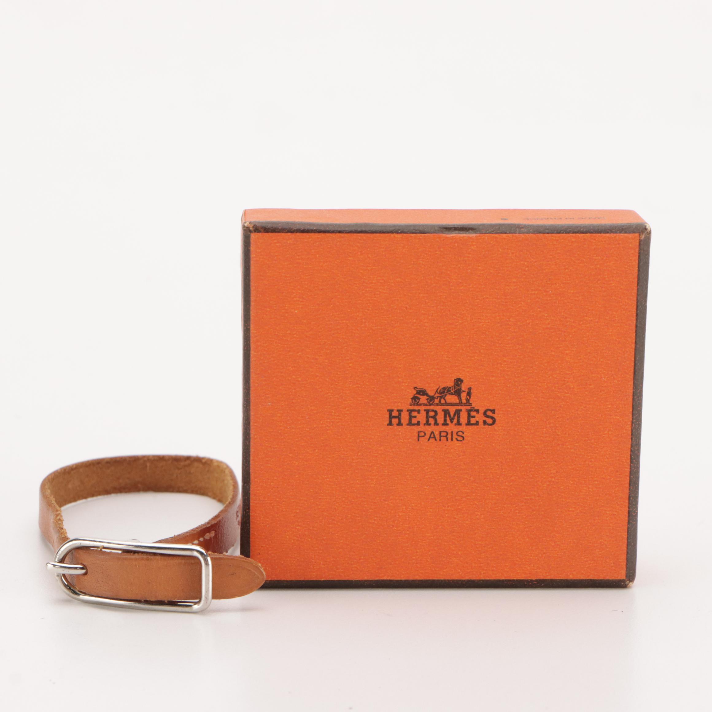 Hermès Behapi Bracelet in Cognac Leather, With Box