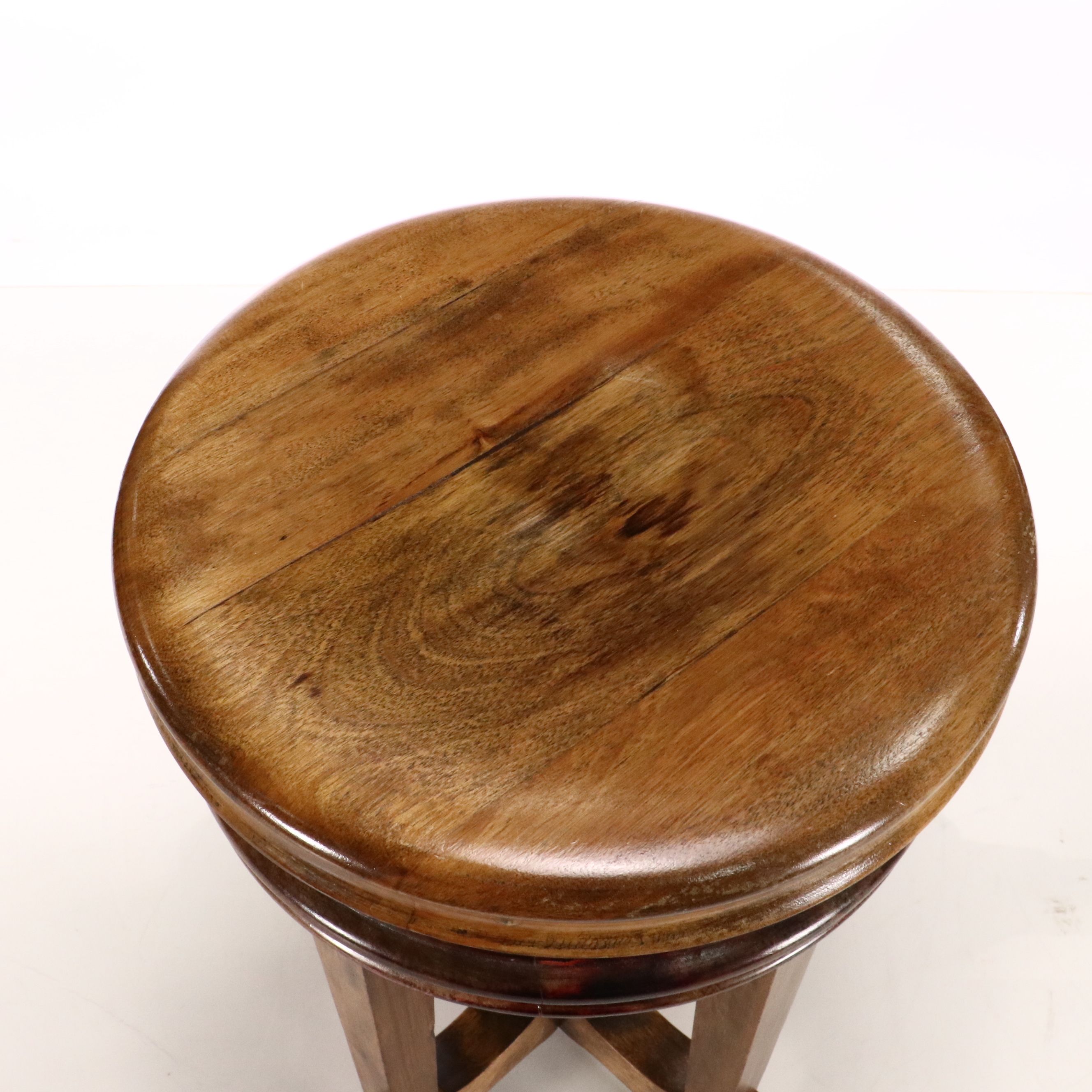 Circular Mahogany Adjustable Swivel Stool