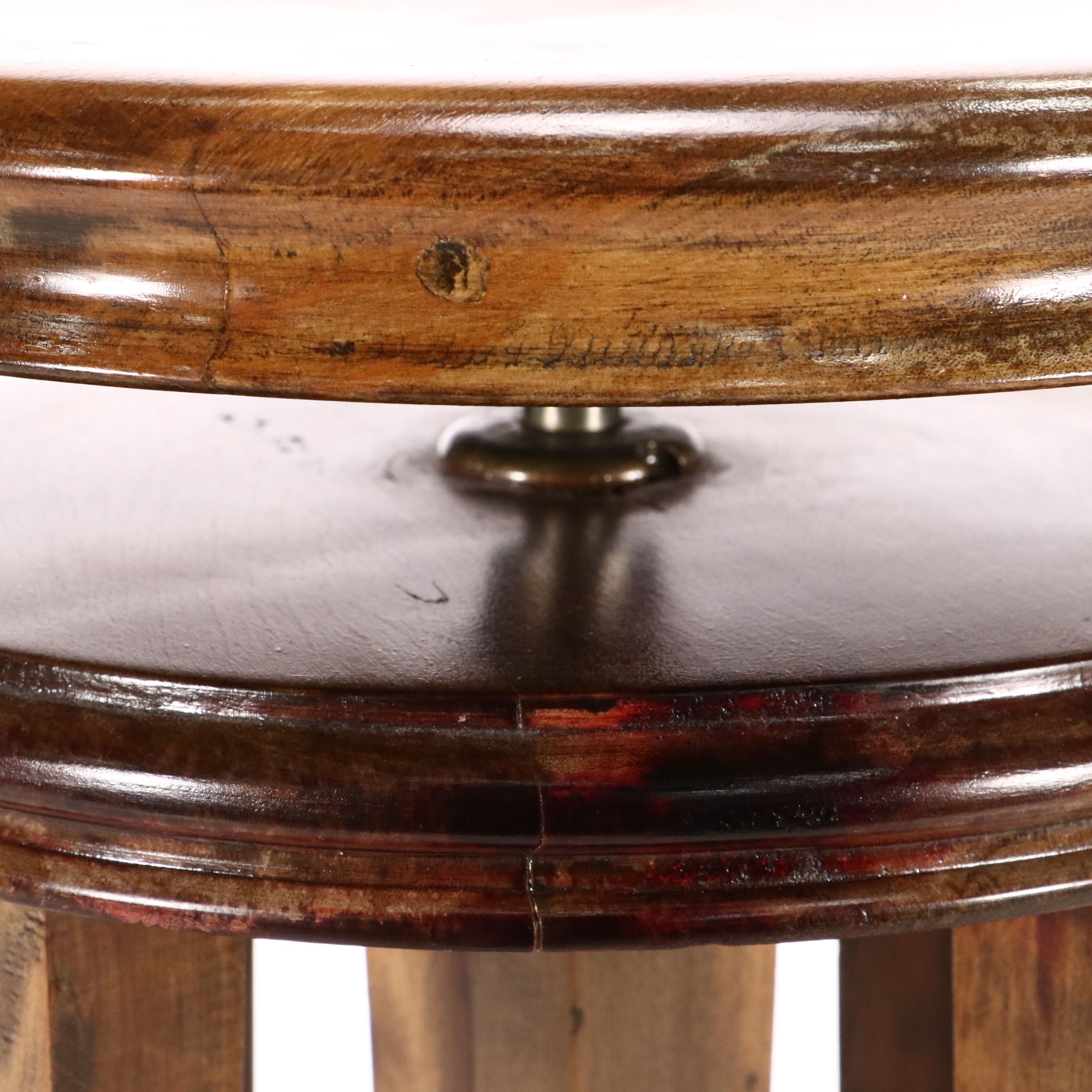 Circular Mahogany Adjustable Swivel Stool