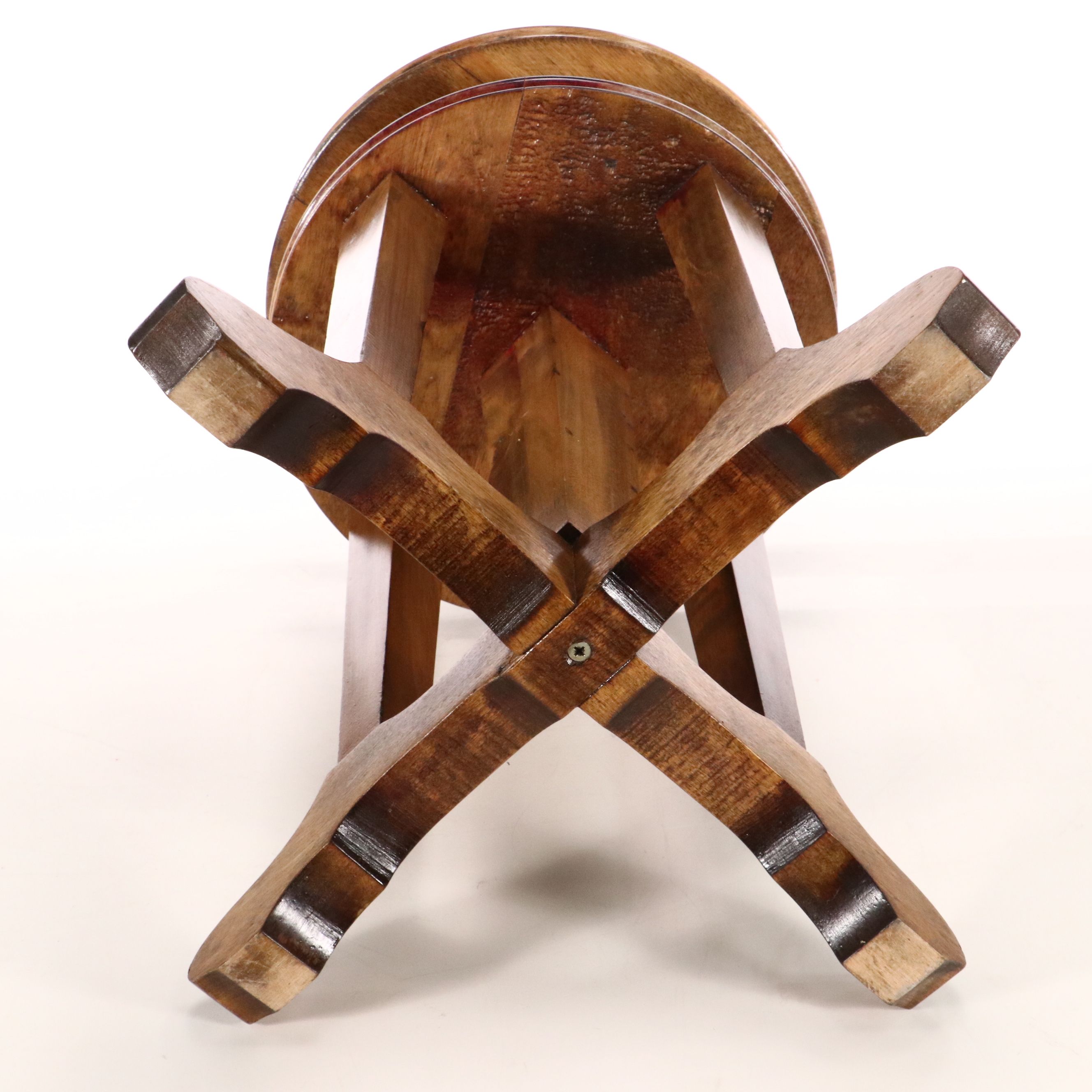 Circular Mahogany Adjustable Swivel Stool