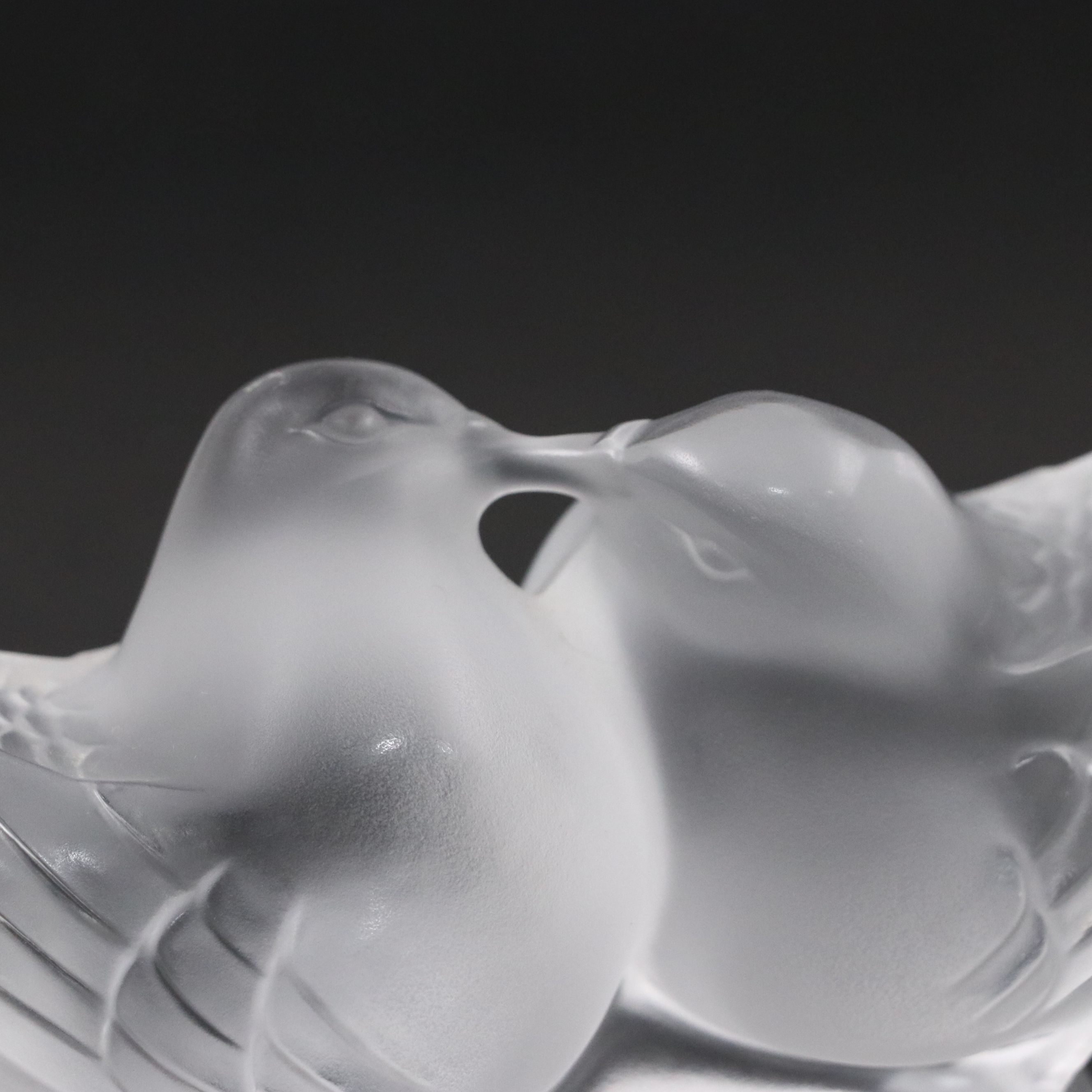 Lalique Society of America "Lovebirds" Frosted Crystal Figurine, 1993