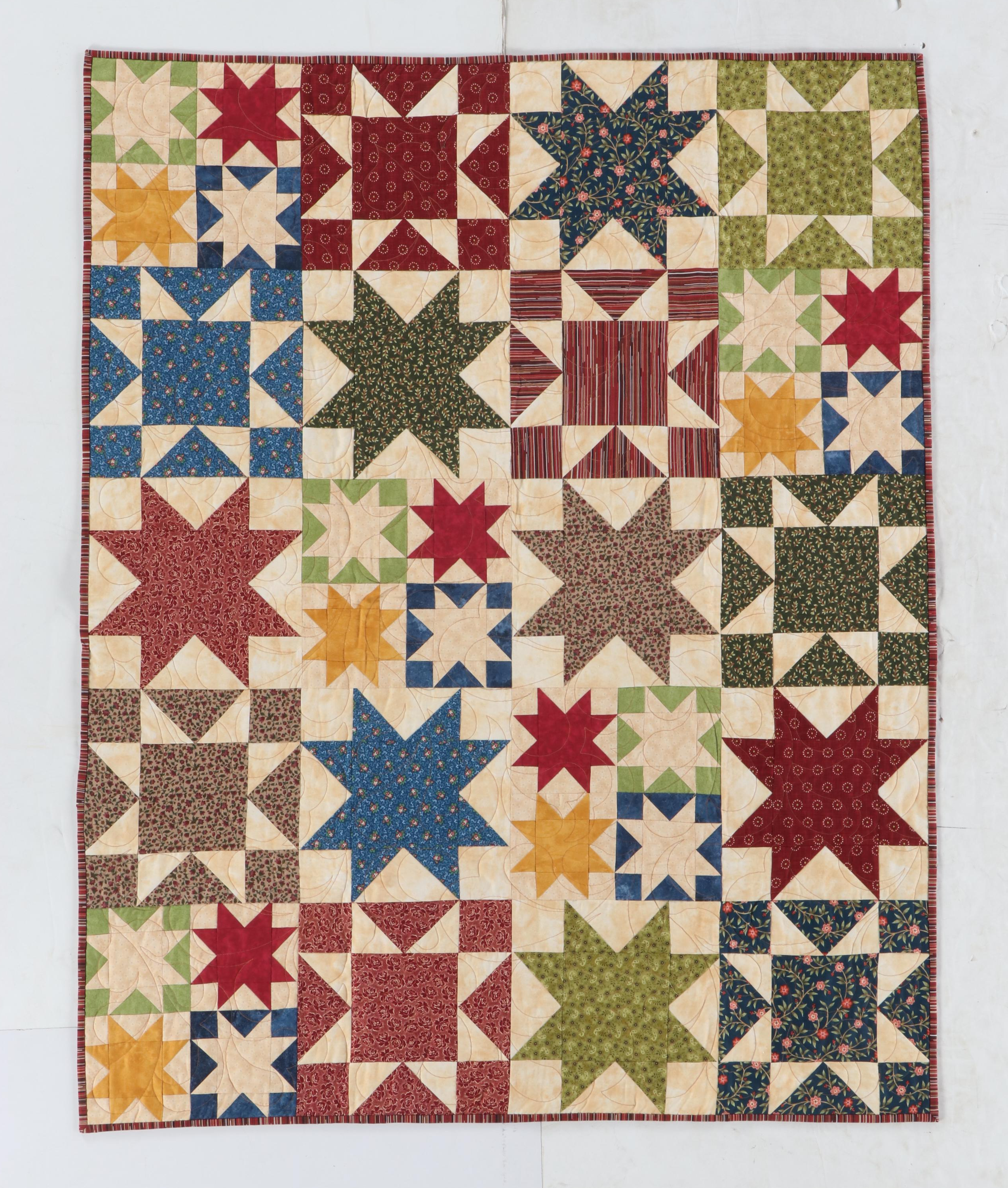 Hand-Pieced and Stitched Barn Star Quilts, Late 20th/Early 21st C.
