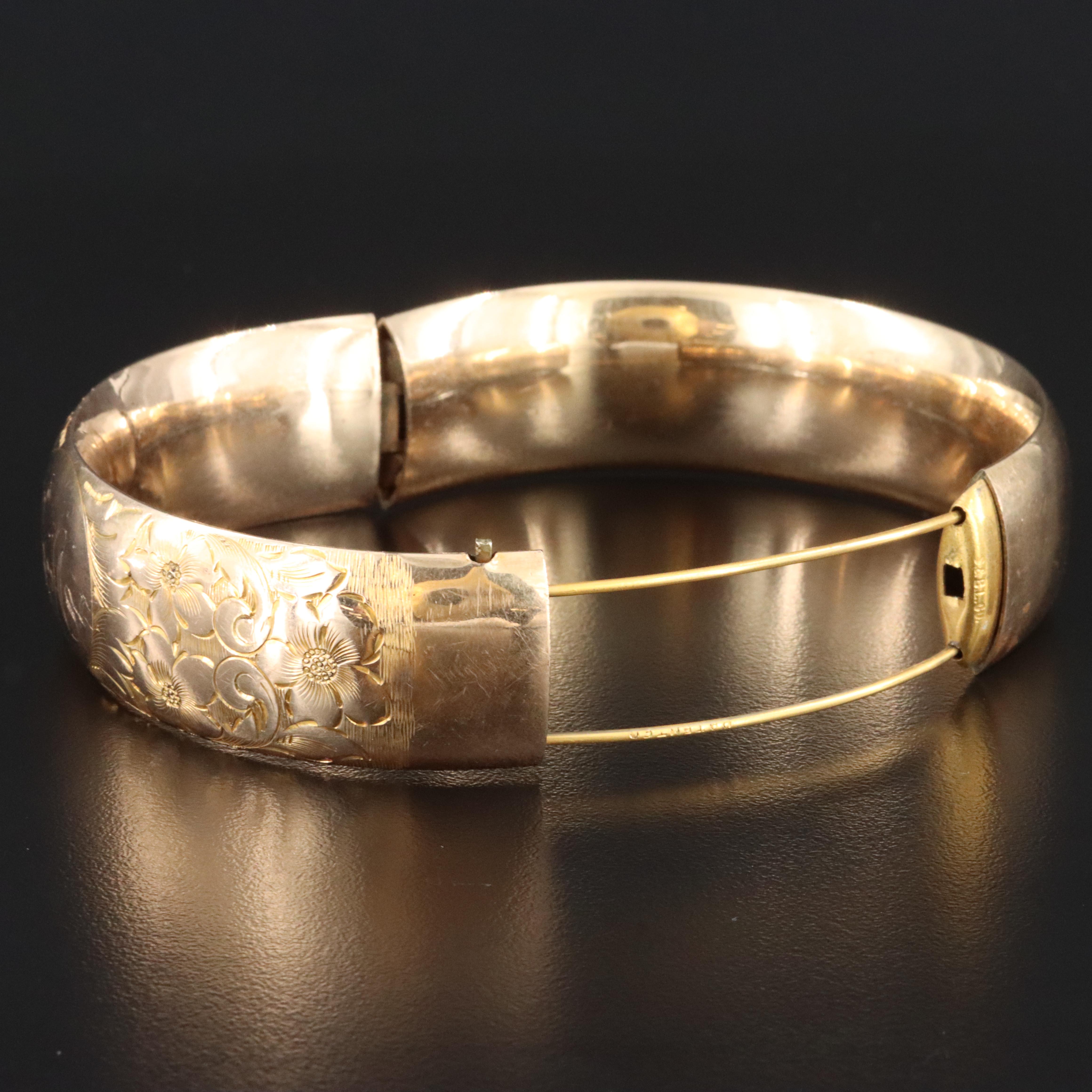 Antique Standard Button Co. Etched Gold-Filled Bangle