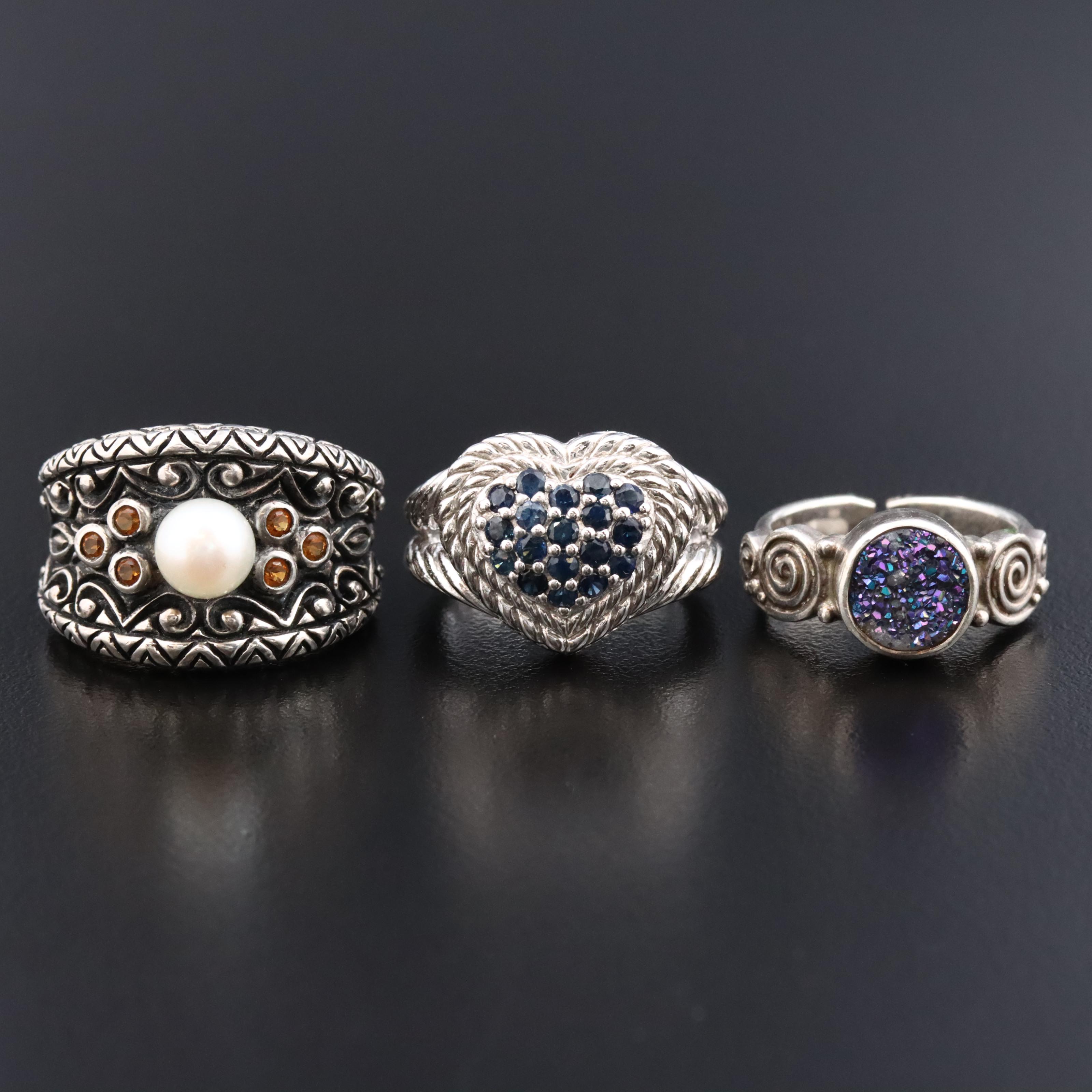 Barbara Bixby, Judith Ripka and Sajen Sterling Gemstone Rings