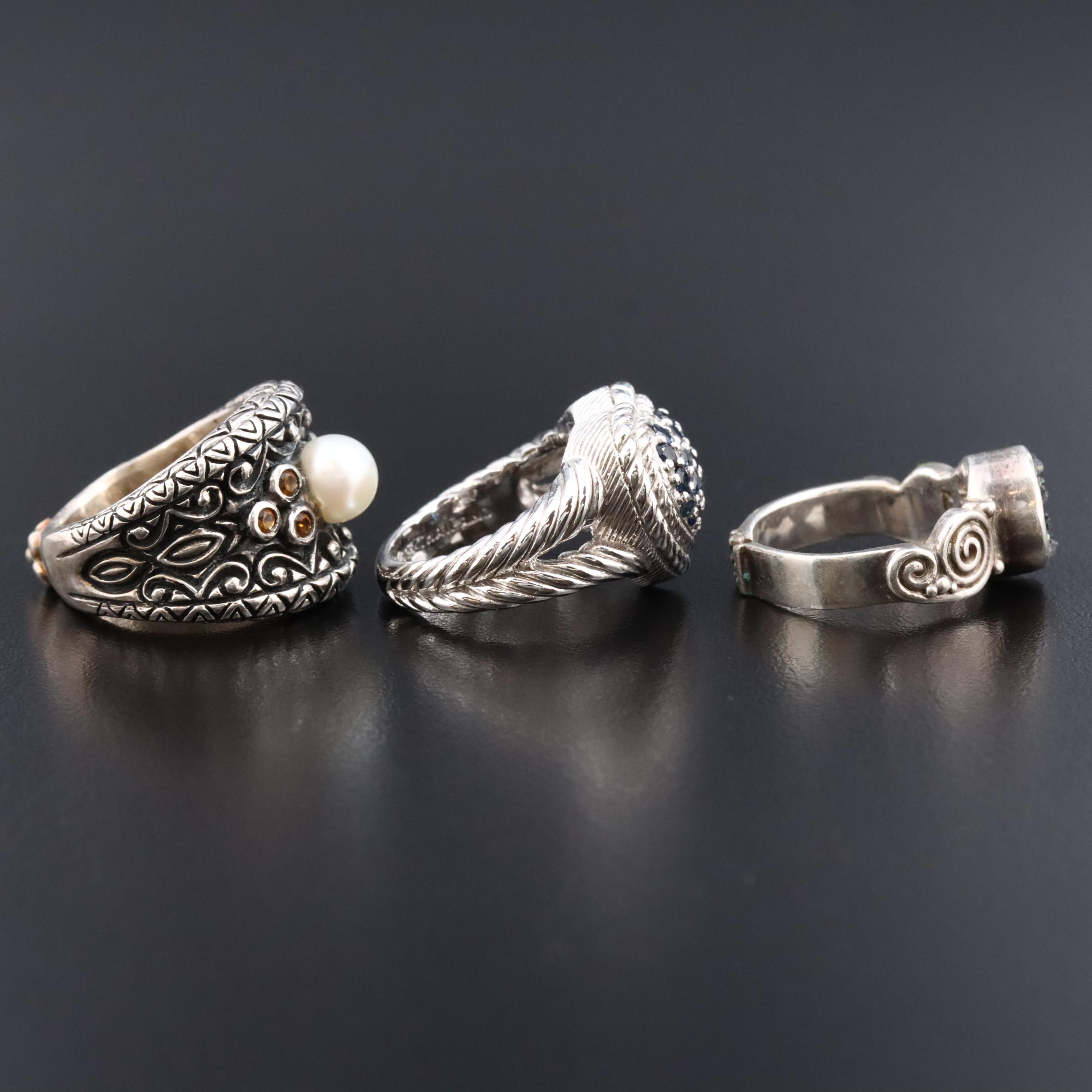 Barbara Bixby, Judith Ripka and Sajen Sterling Gemstone Rings