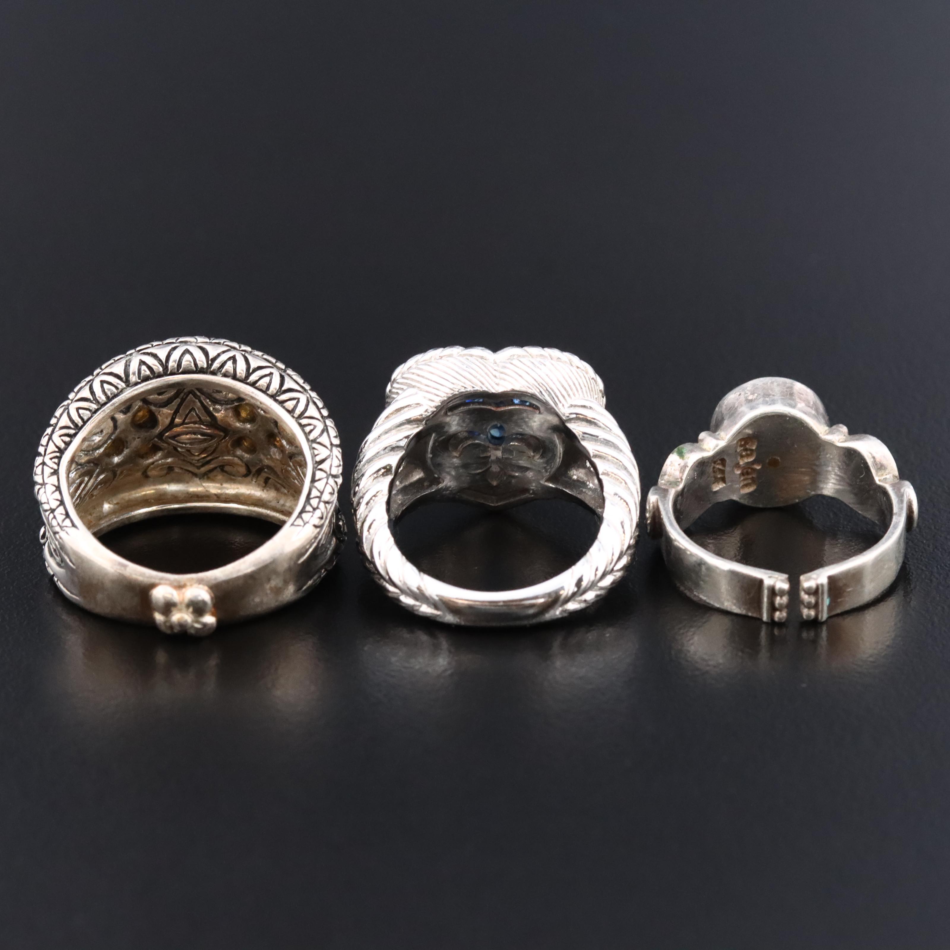 Barbara Bixby, Judith Ripka and Sajen Sterling Gemstone Rings
