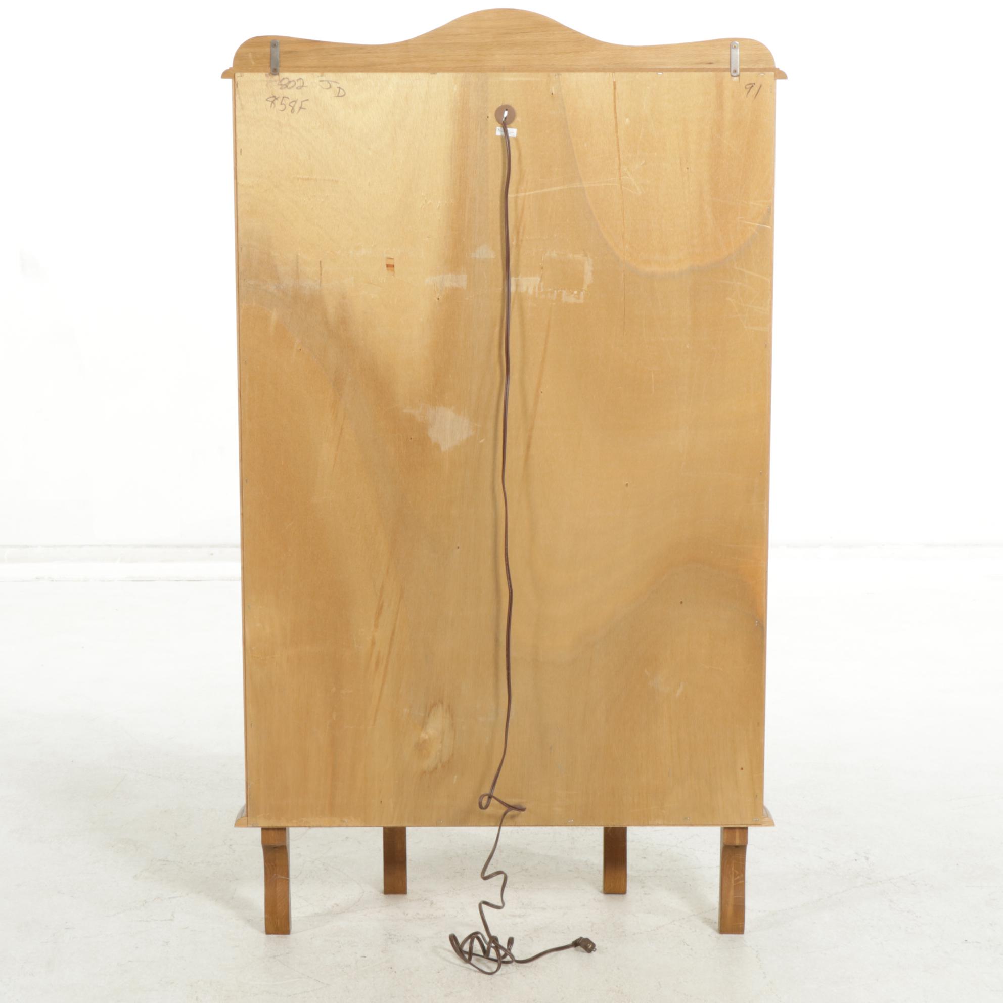 Oak Curved Front Illuminated Display Cabinet, Late 20th to 21st Century