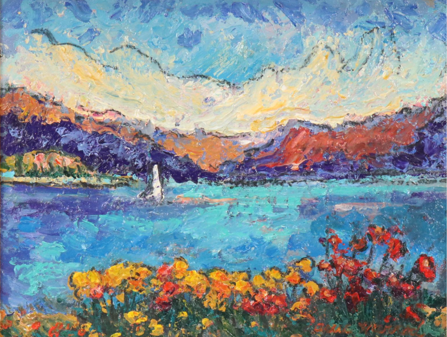 Ann Harrod Impressionist Style Coastal Landscape Acrylic Painting