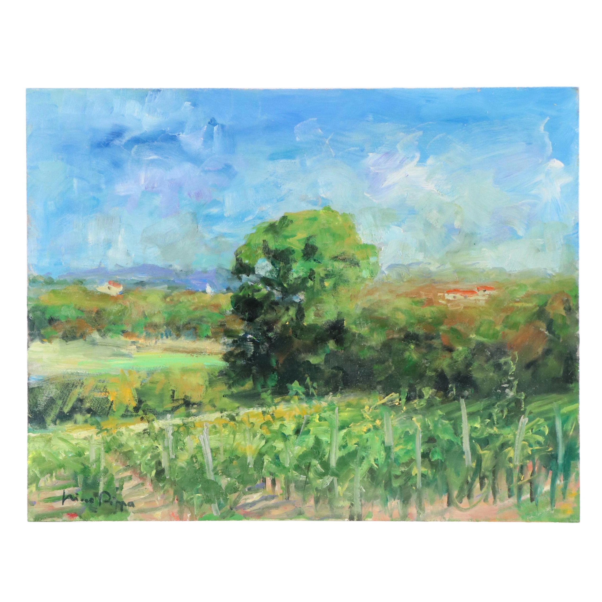 Nino Pippa Oil Painting "Wine Country - Tuscany Landscape," 2021