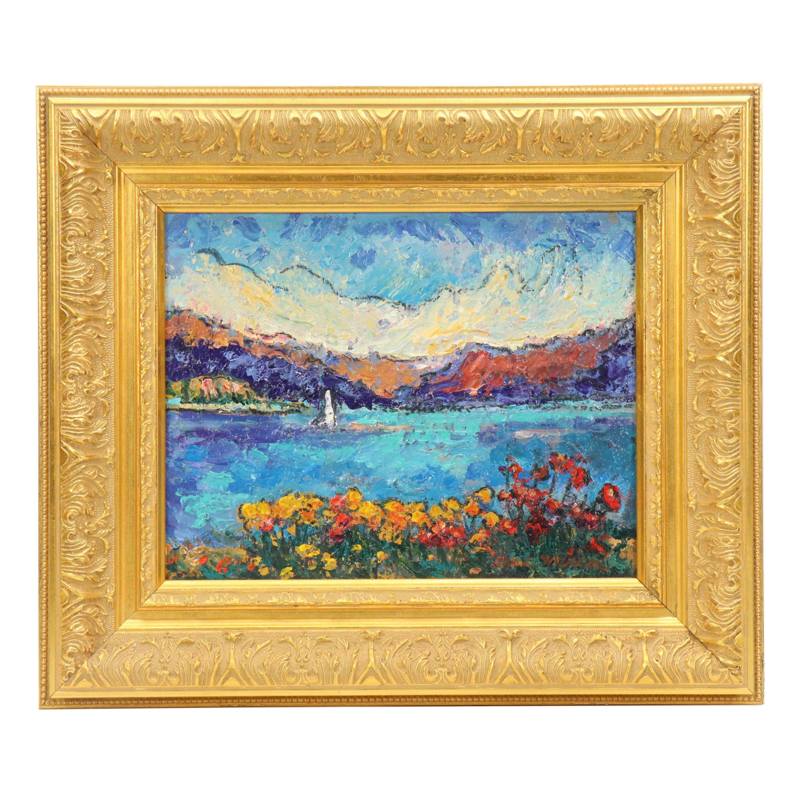 Ann Harrod Impressionist Style Coastal Landscape Acrylic Painting