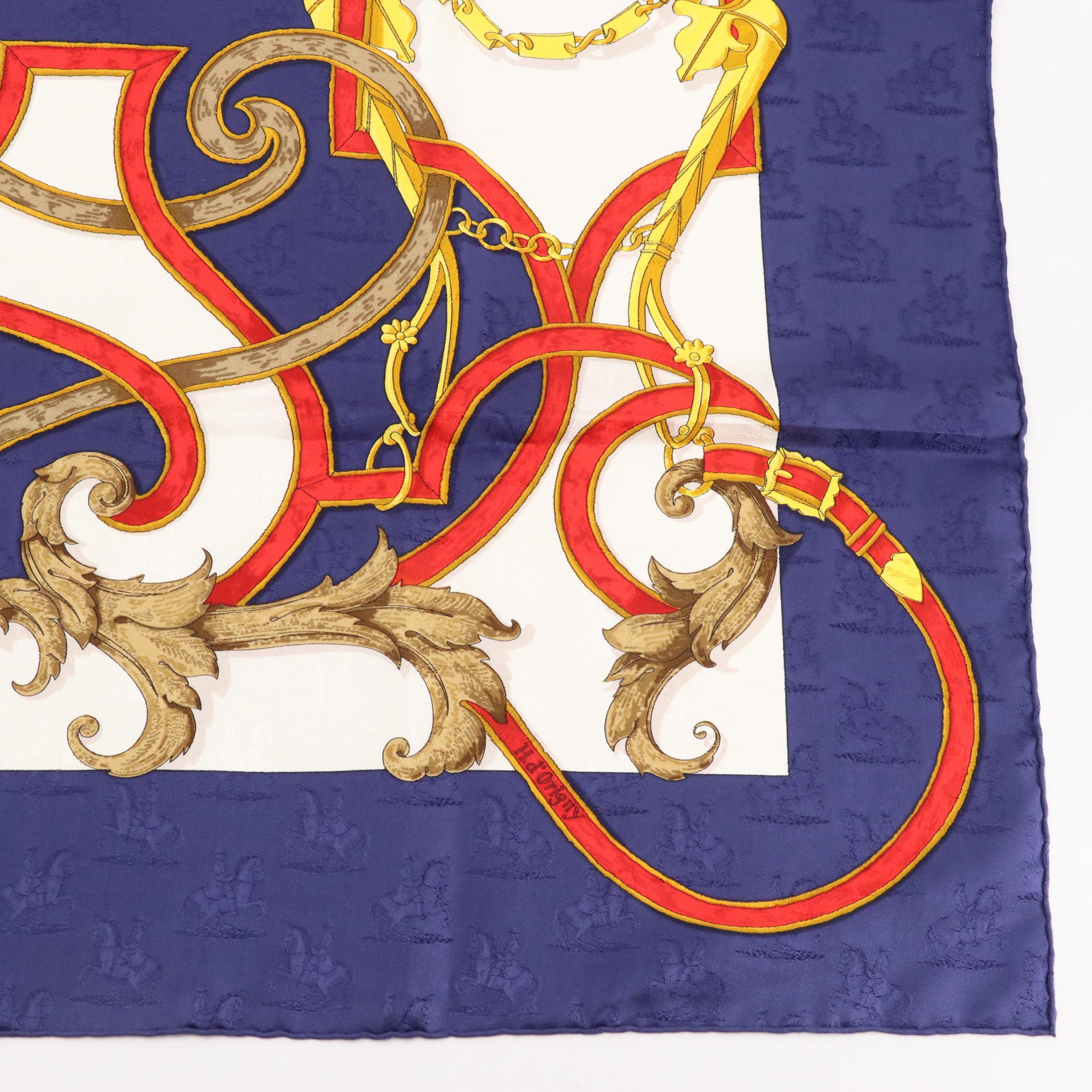 Hermès ""L'instrvction DV Roy En L'exercise... Cheval" Scarf 90 in Jacquard Silk
