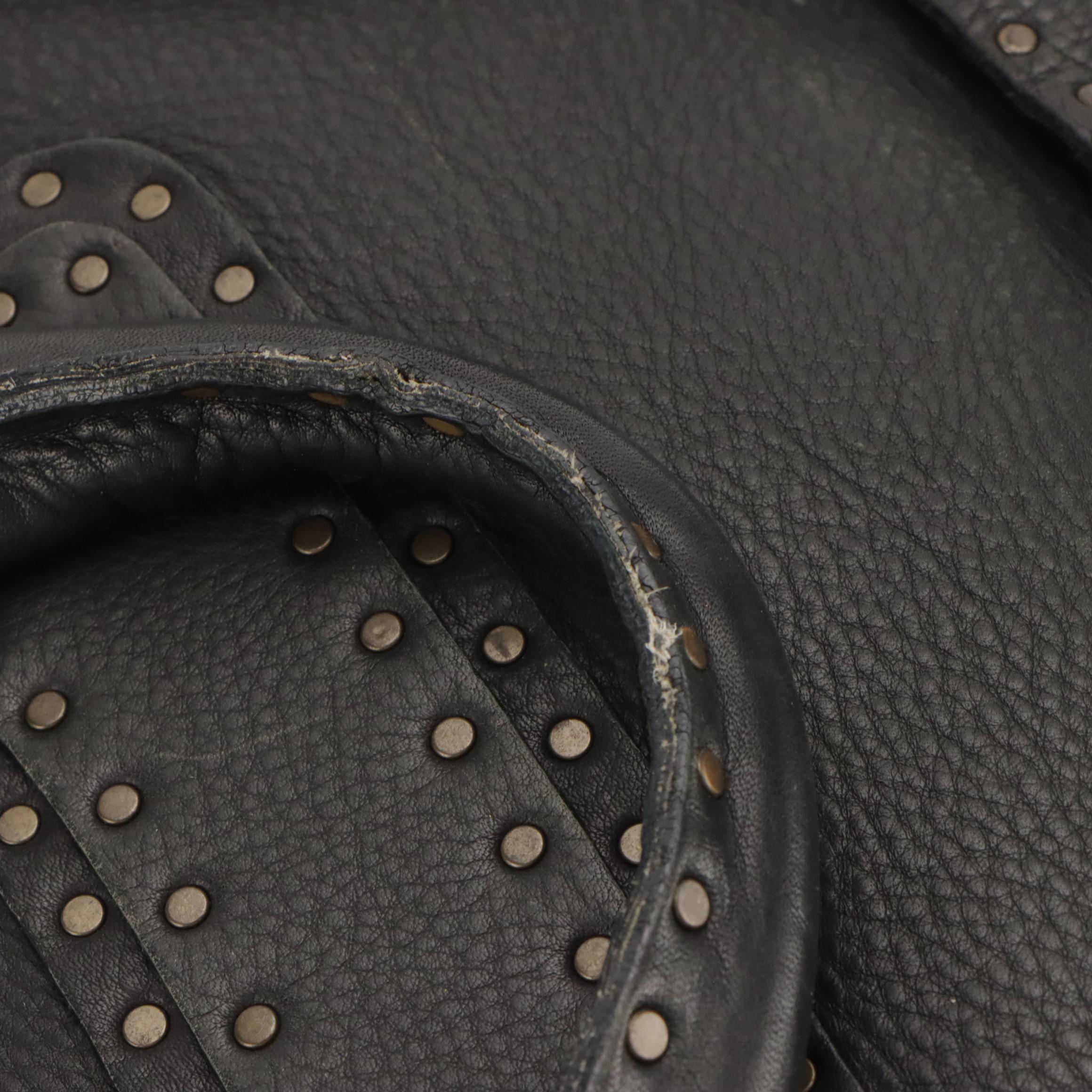 Celine Studded Boogie Bag in Black Grained Calfskin Leather