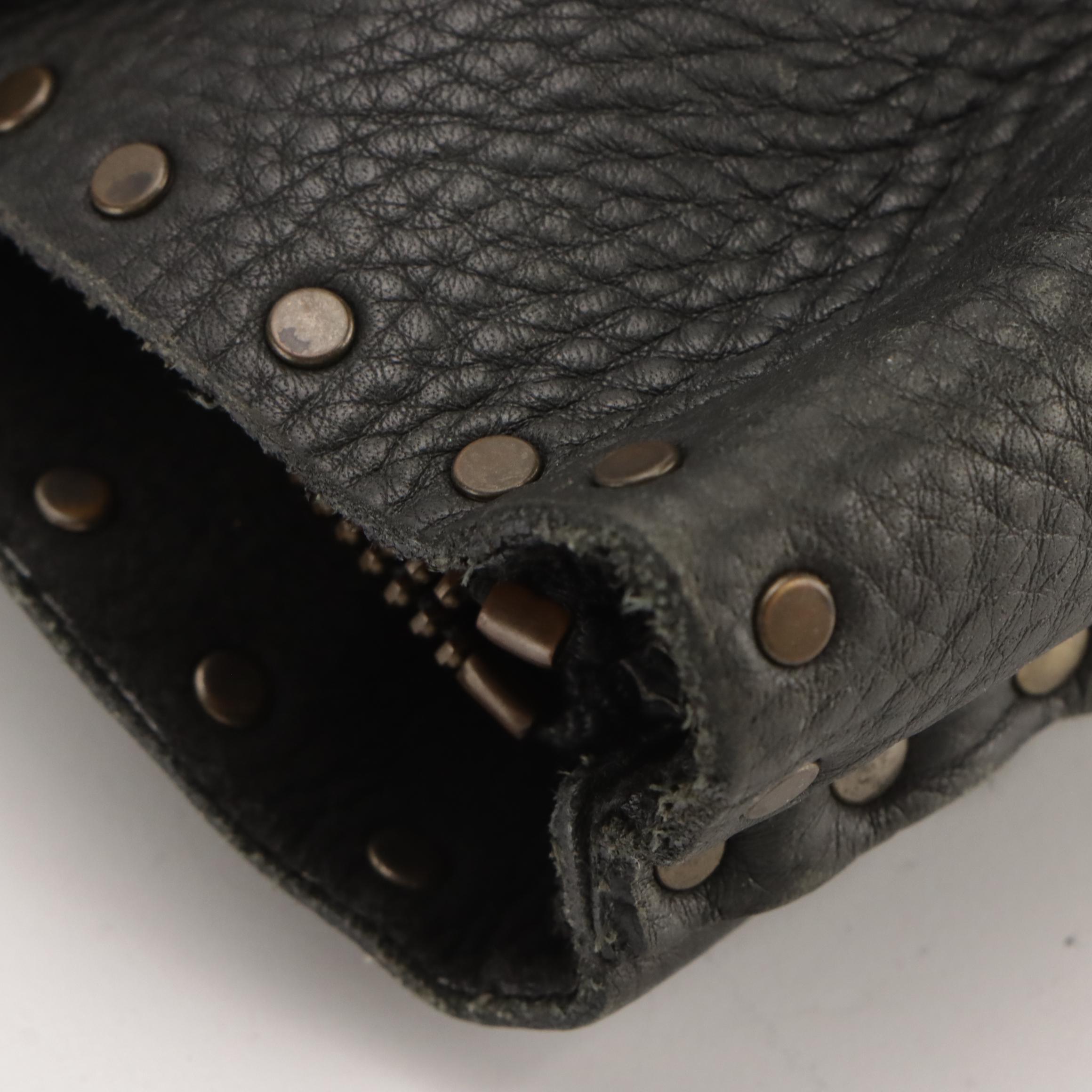 Celine Studded Boogie Bag in Black Grained Calfskin Leather