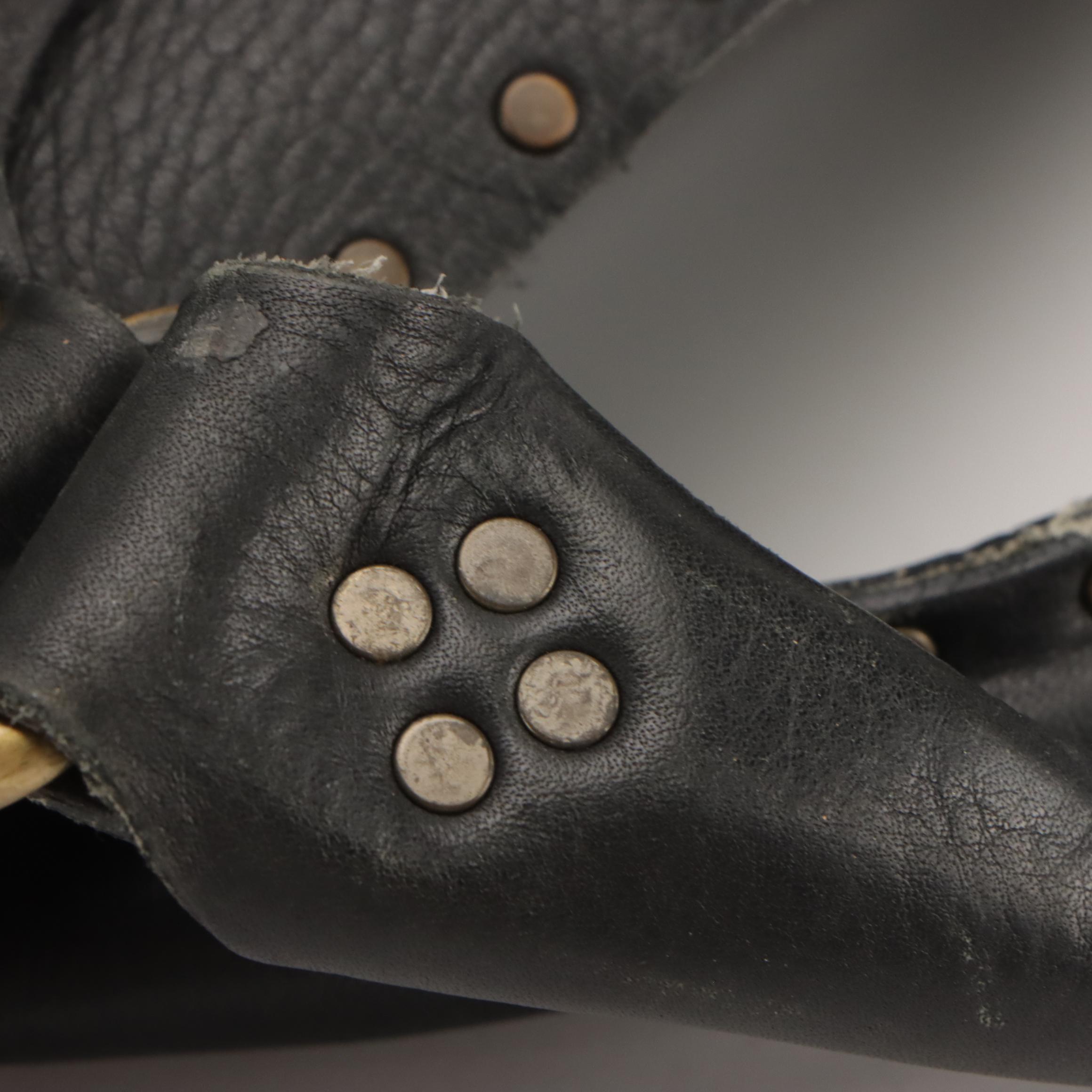 Celine Studded Boogie Bag in Black Grained Calfskin Leather