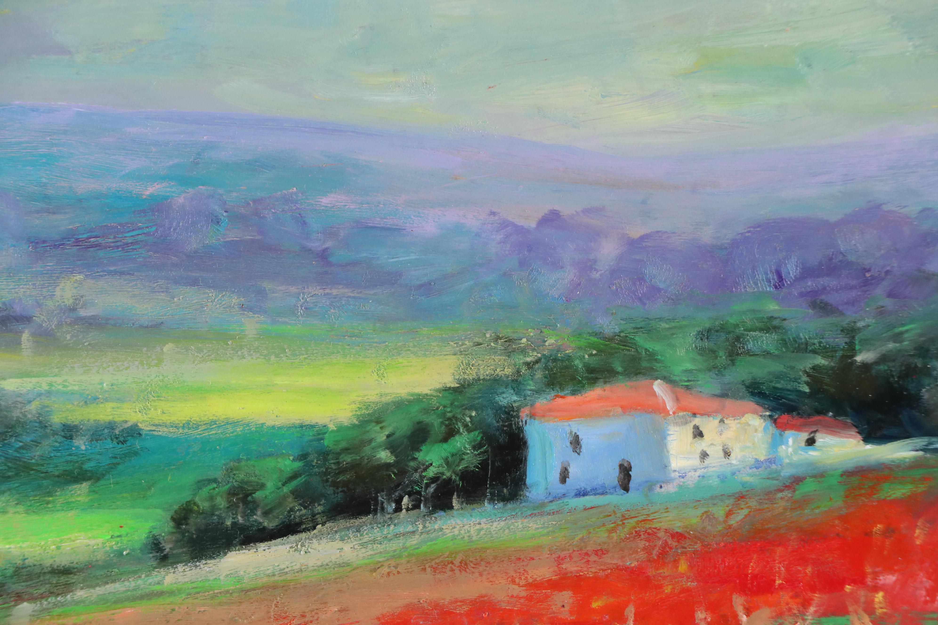 Nino Pippa Oil Painting "Tuscany Landscape with Poppies," 2023