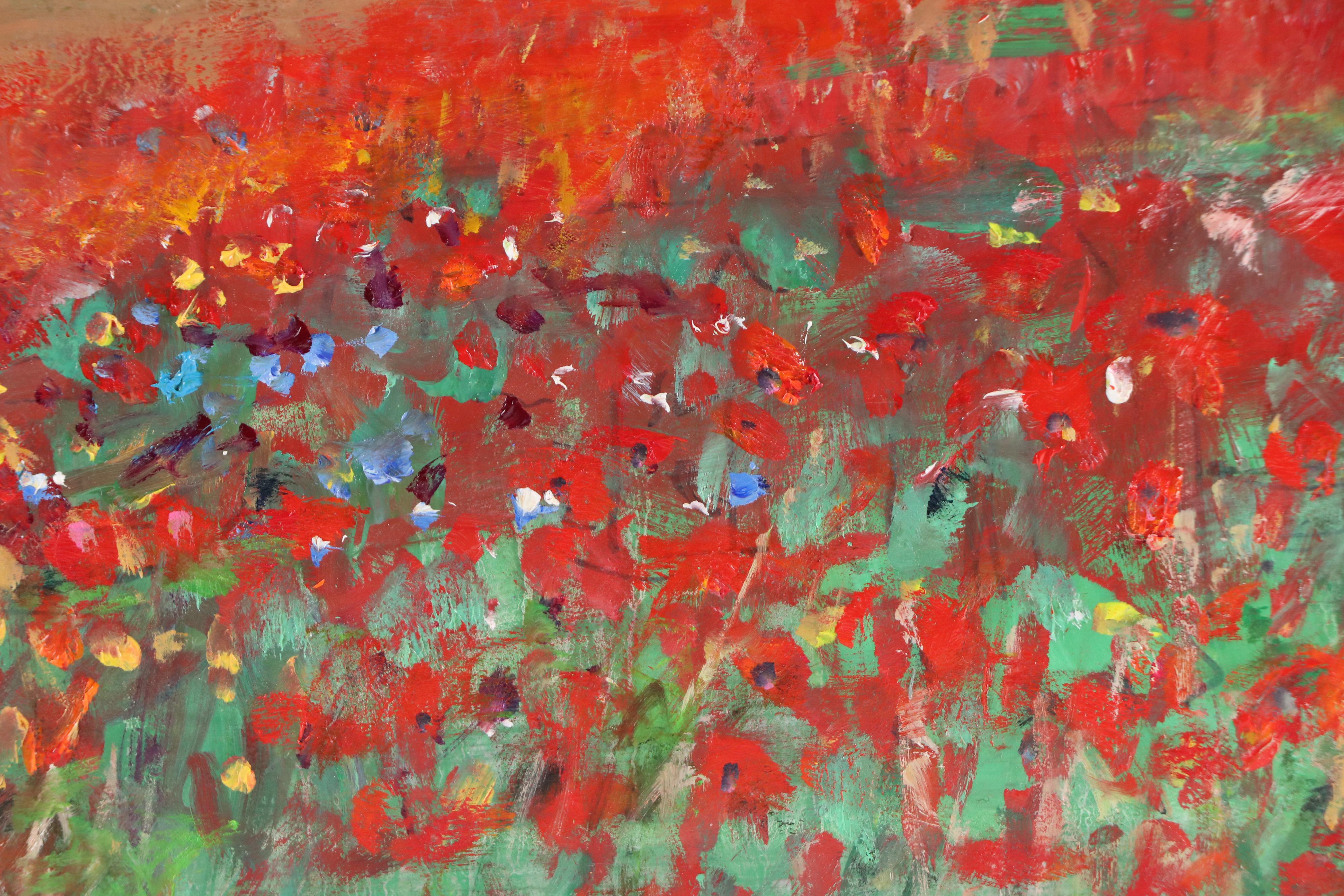 Nino Pippa Oil Painting "Tuscany Landscape with Poppies," 2023