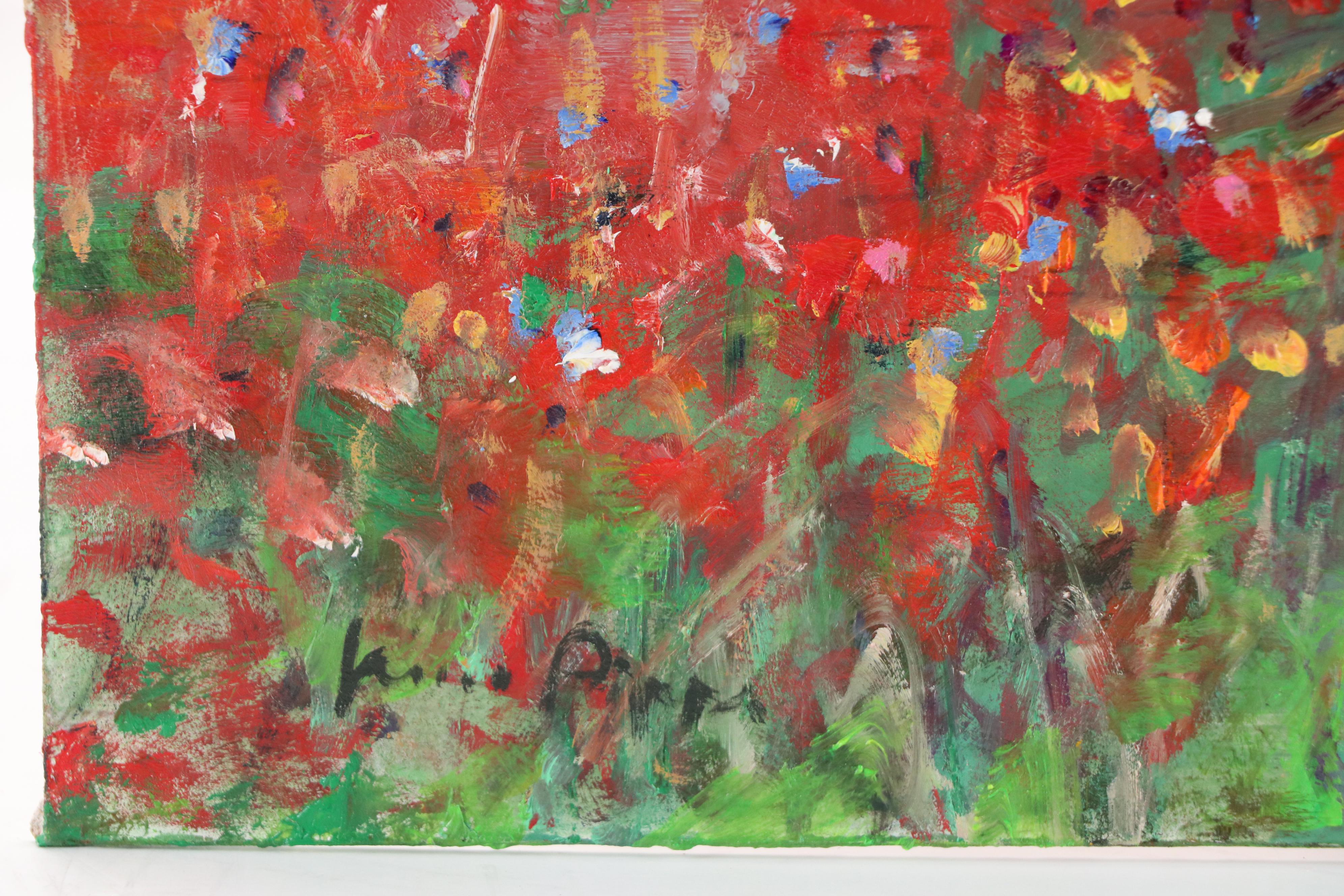 Nino Pippa Oil Painting "Tuscany Landscape with Poppies," 2023