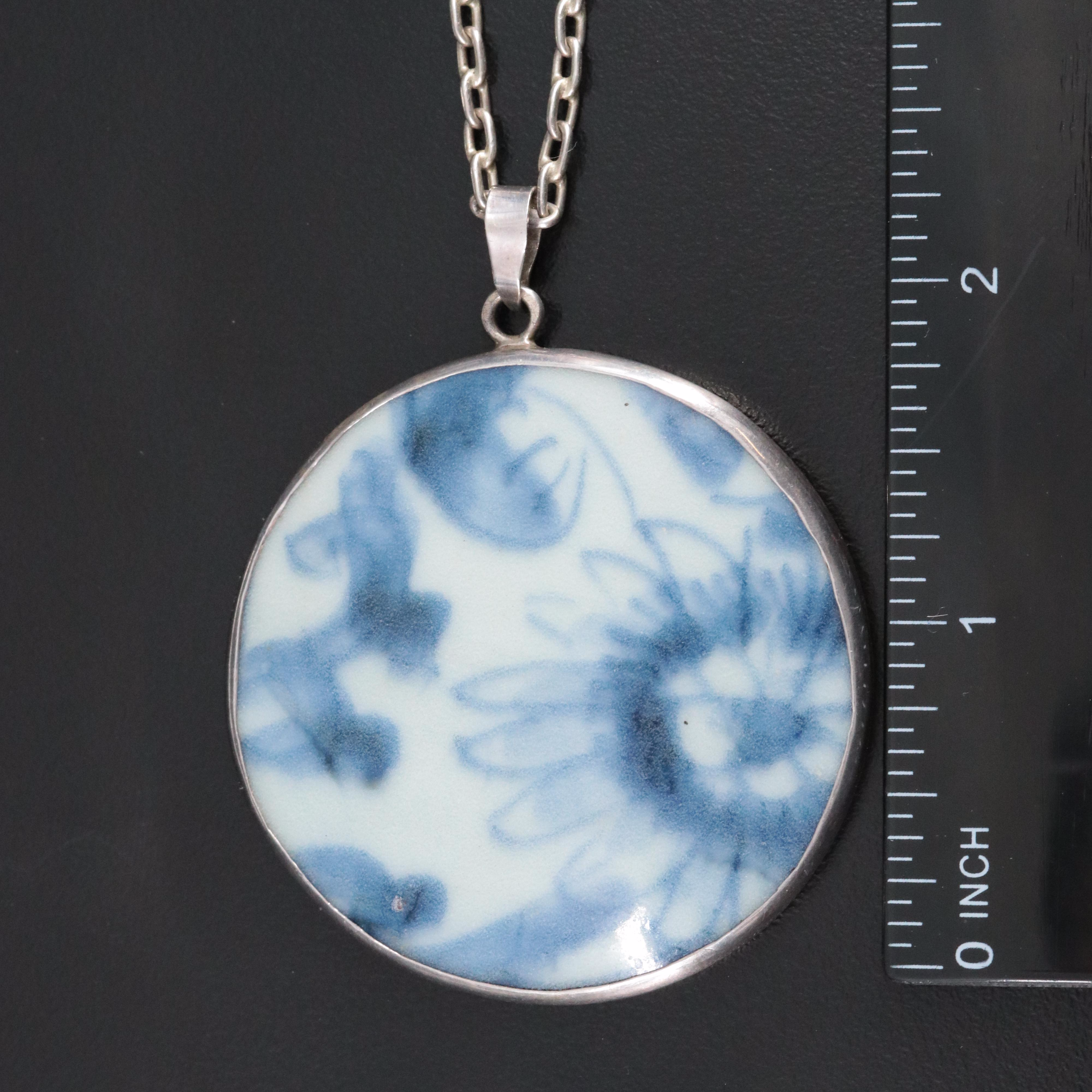 Sterling Porcelain and Mexican Modernist Enrique Ledesma Sodalite Necklaces